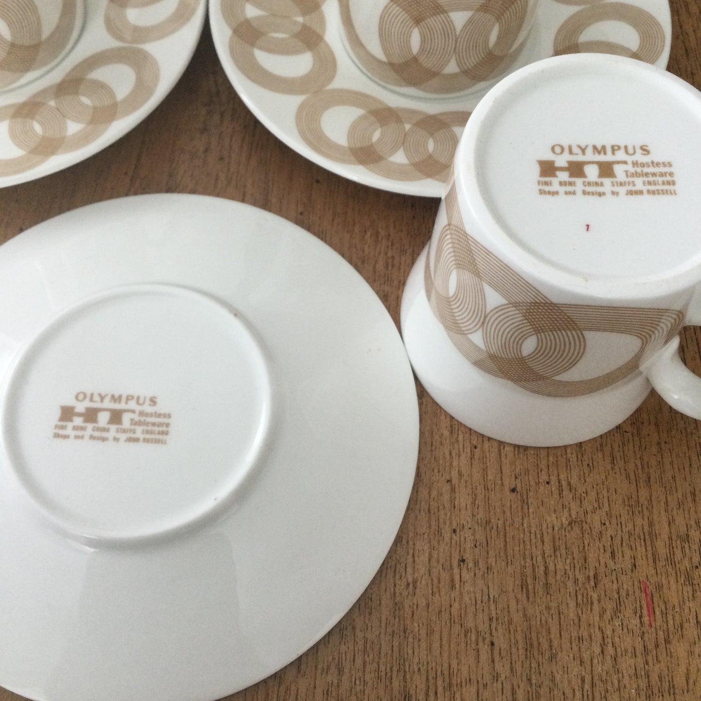 Vintage John Russell Hostess Tableware set of 6 Olympus mug shape cups and saucers