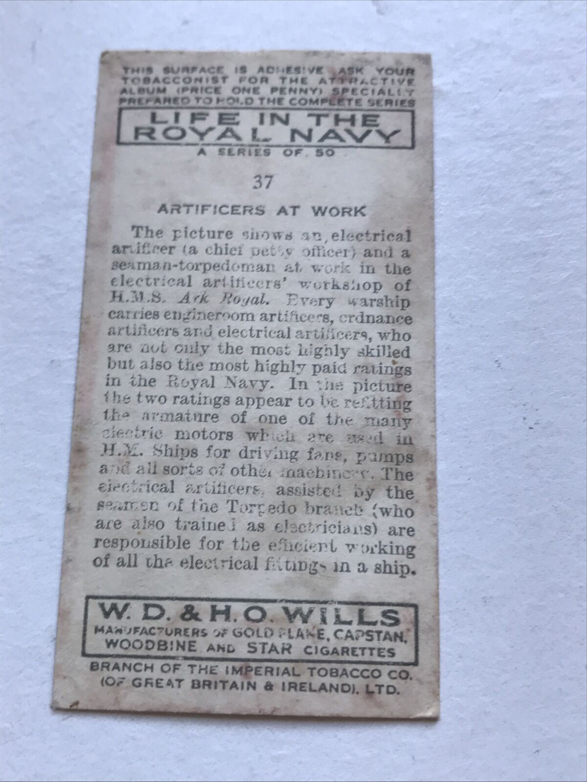 Wills Cigarette Cards LIFE IN THE ROYAL NAVY sold individually, take your pick