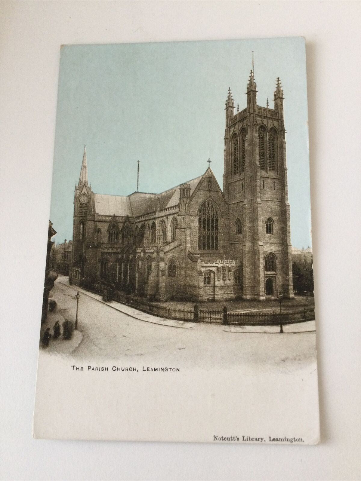 Vintage Postcard - ENGLAND - The Parish Church, Leamington Spa. Sepia Print With Blue Sky