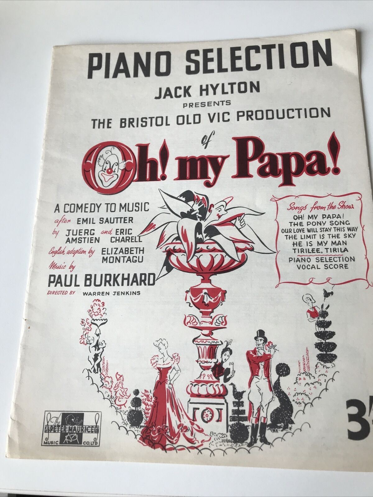 Vintage Sheet Music - Oh My Papa! - Jack Hylton - Bristol Old Vic - Paul Burkhard - Piano Selection