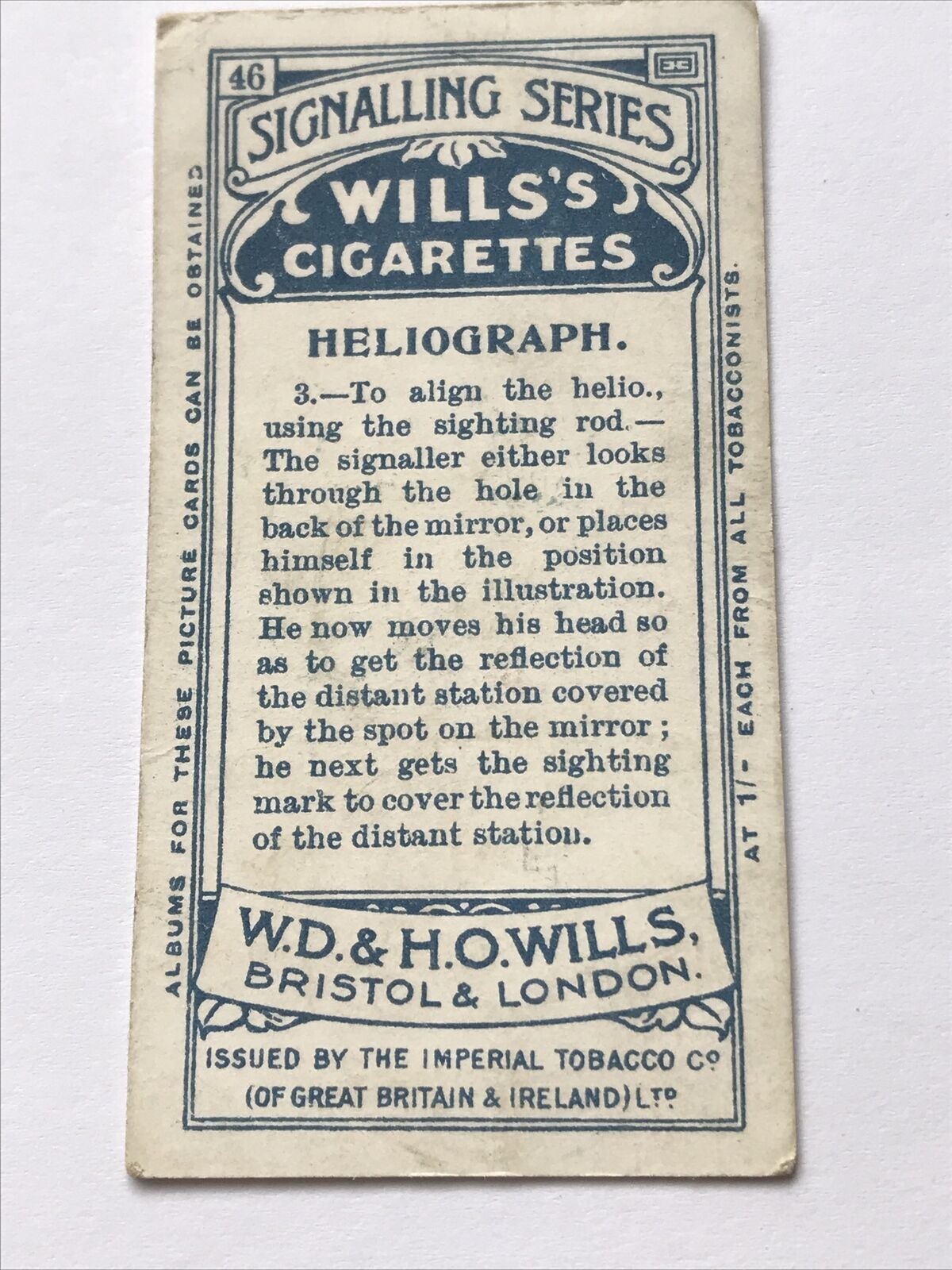 Wills Cigarette Cards - 1911 - Signalling Series - Sold Individually - Please Pick From The Drop-Down Menu