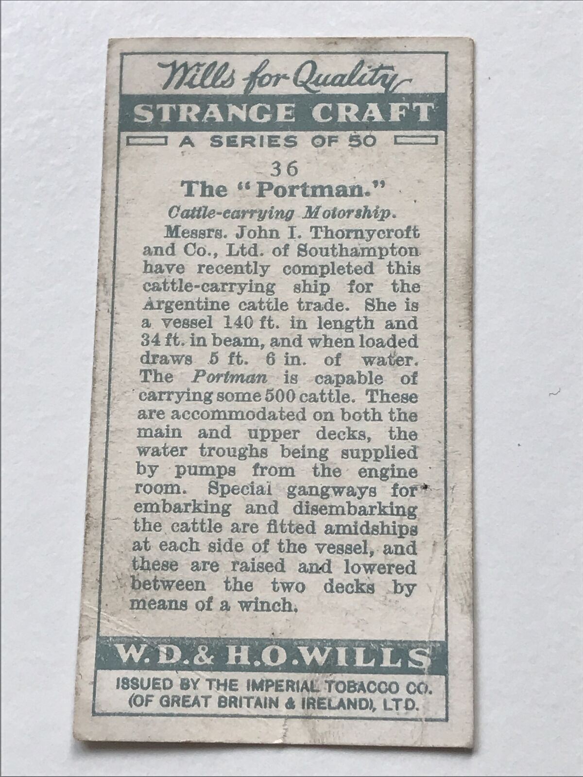 Wills Cigarette Cards - STRANGE CRAFT - 1931 - Sold Individually - Pick from the drop-down menu