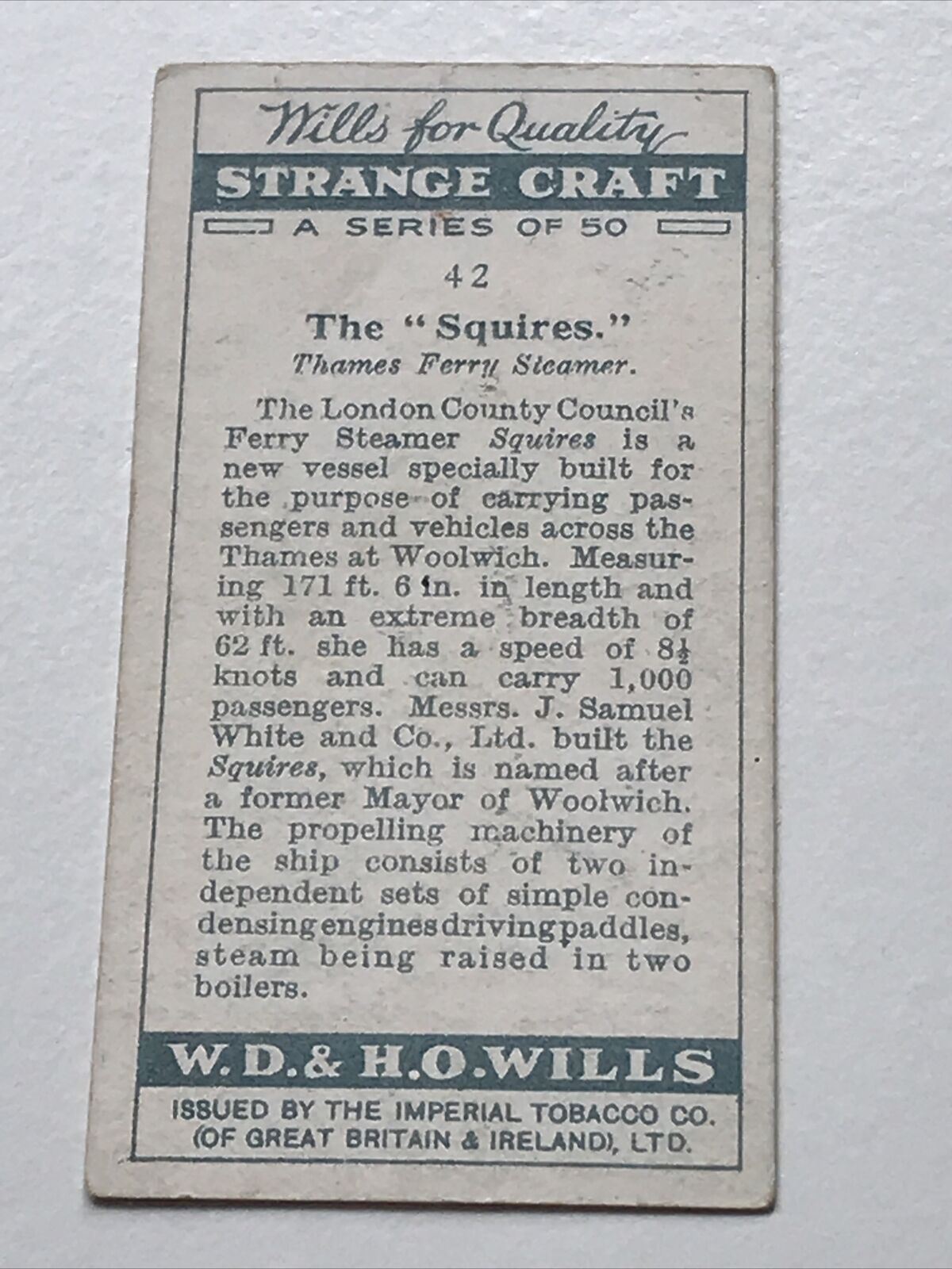 Wills Cigarette Cards - STRANGE CRAFT - 1931 - Sold Individually - Pick from the drop-down menu