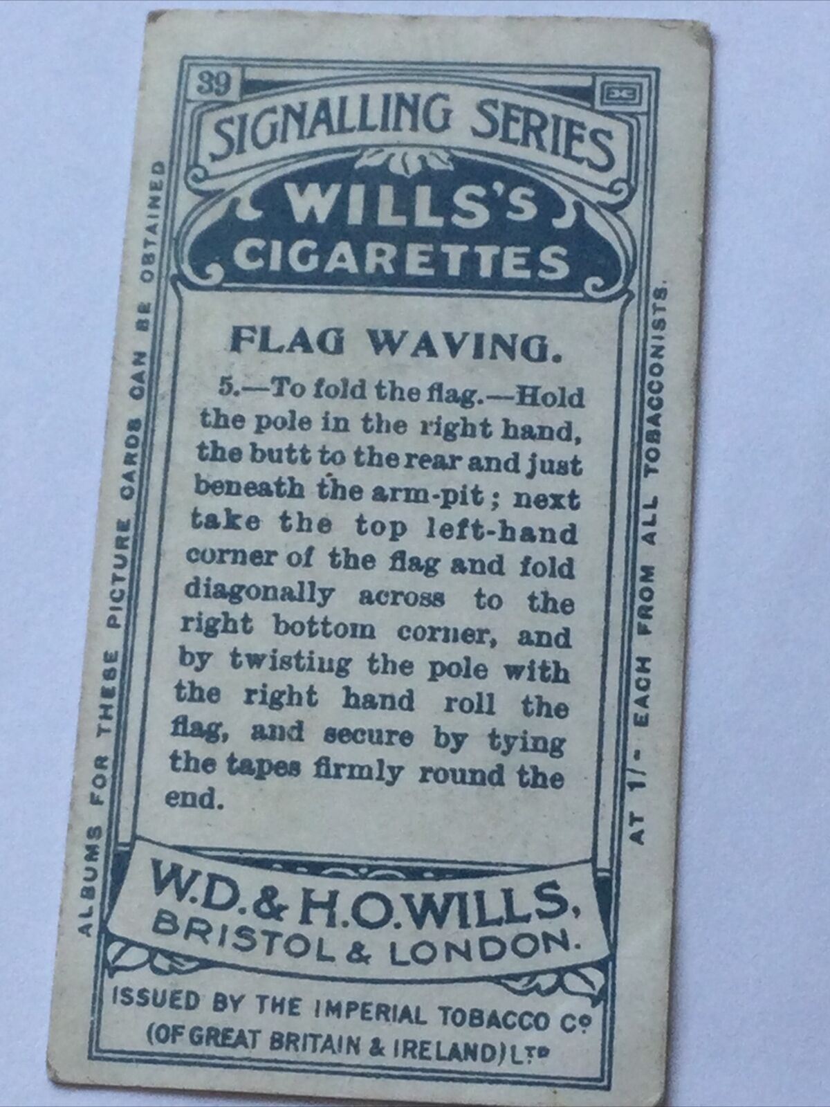Wills Cigarette Cards - 1911 - Signalling Series - Sold Individually - Please Pick From The Drop-Down Menu