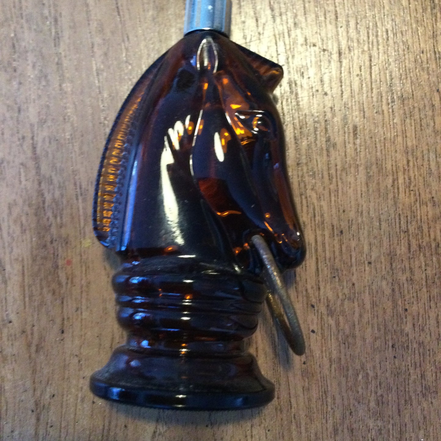 Avon Cosmetics horse head Bravado aftershave glass bottle Amber / brown glass vintage 1970s small amount left