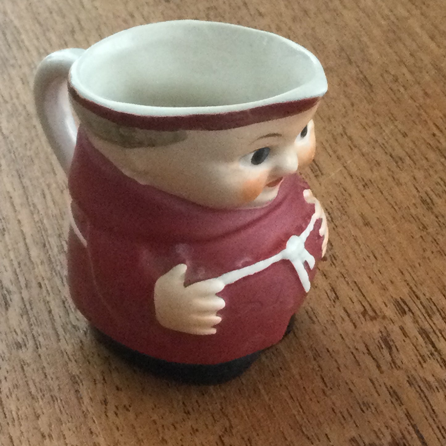 Small red vintage cream jug creamer small pitcher Toby Jug 1950s Goebel Hummel Red Cardinal / Tuck /Monk / Friar