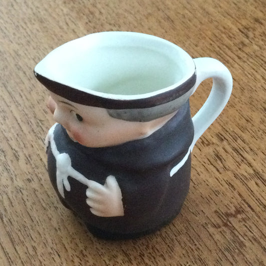 Small brown vintage cream jug creamer 1950s Goebel Hummel Monk / Friar