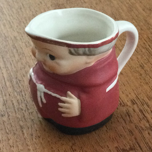 Small red vintage cream jug creamer small pitcher Toby Jug 1950s Goebel Hummel Red  Cardinal / Tuck /Monk / Friar