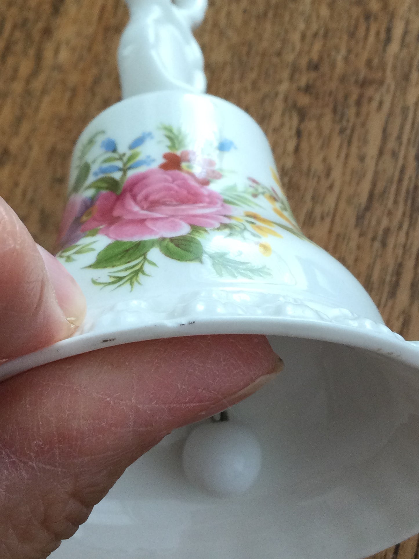 ‘Elizabethan’ china floral bell and Bud vase. Granny chic. Collectible bone china. Pretty rose design.