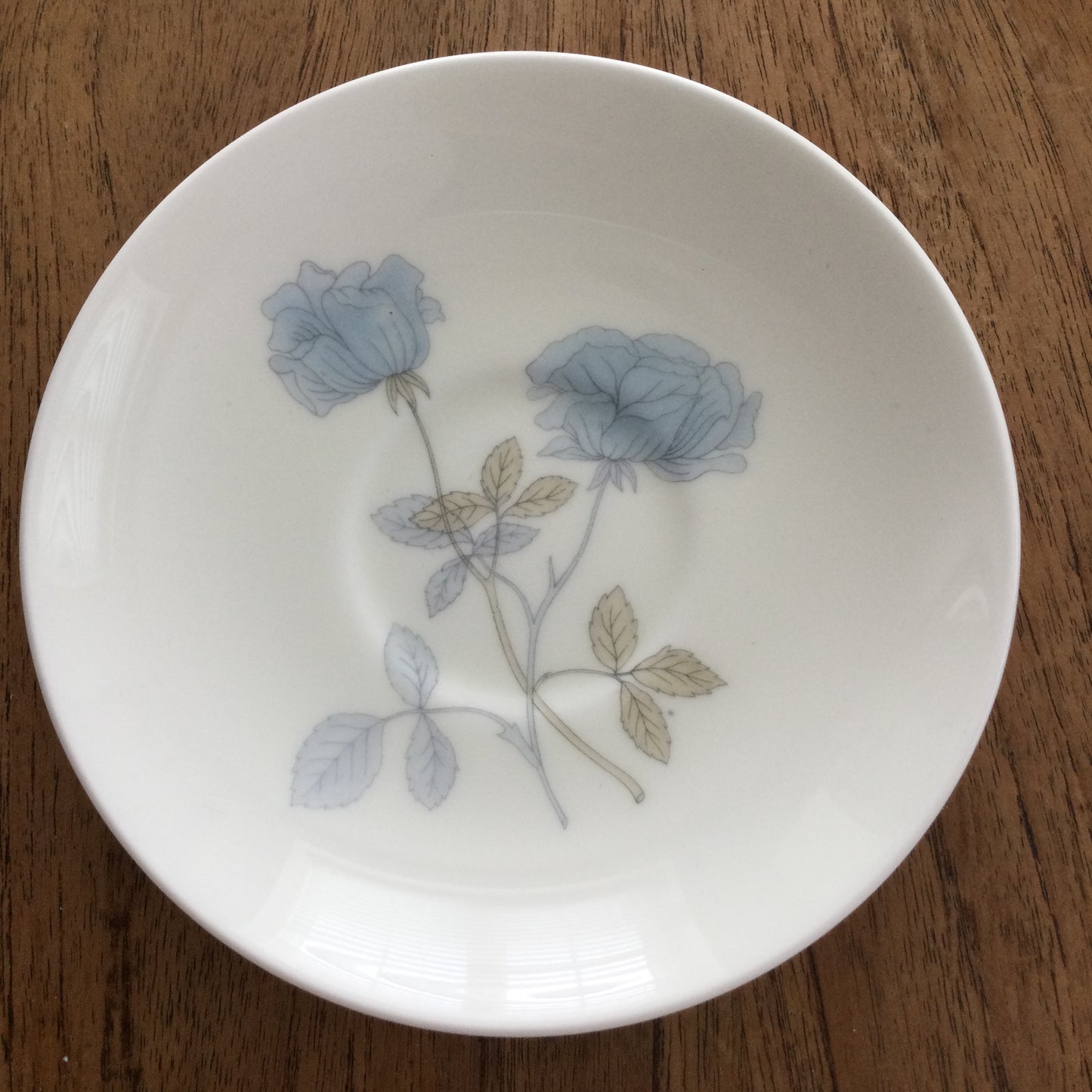 Wedgwood Ice Rose bone china spare saucer. Blue roses on white background. 60s 70s