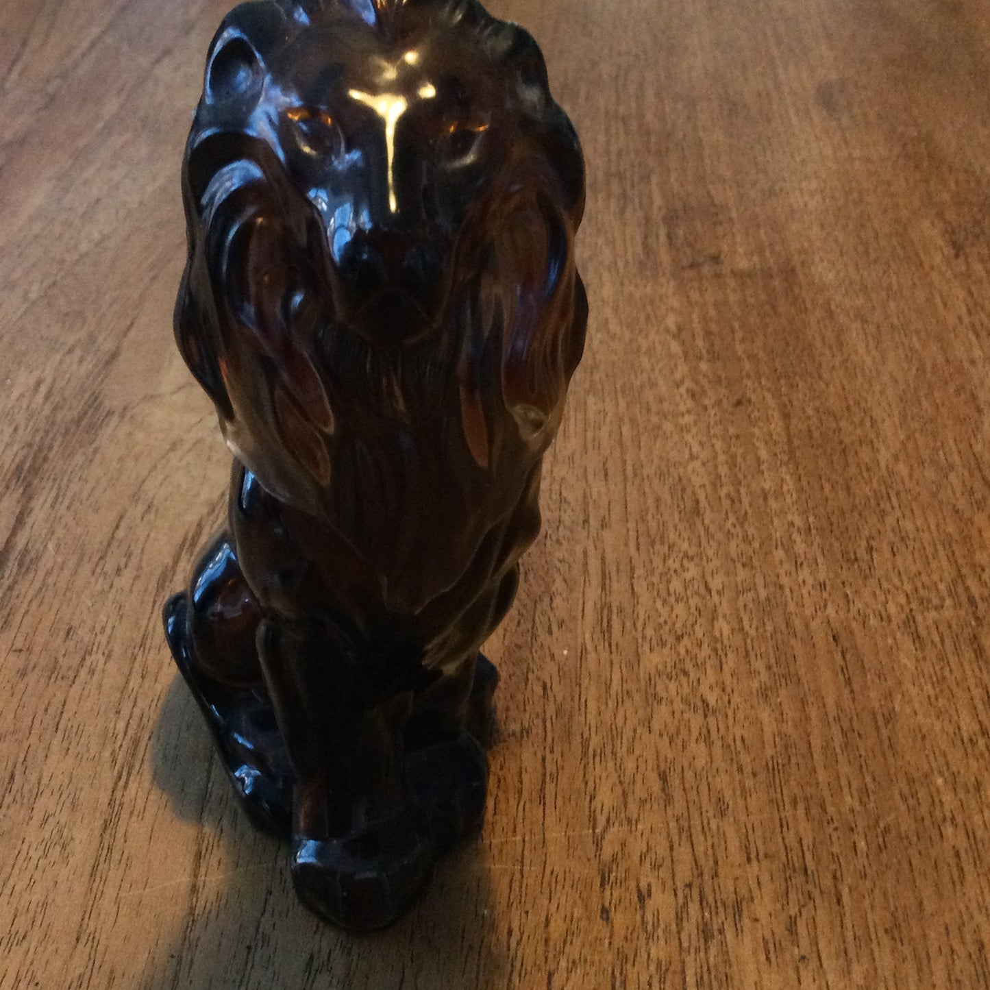 Avon vintage brown glass lion shape Black Suede aftershave bottle (empty) - 70s retro dressing table decor