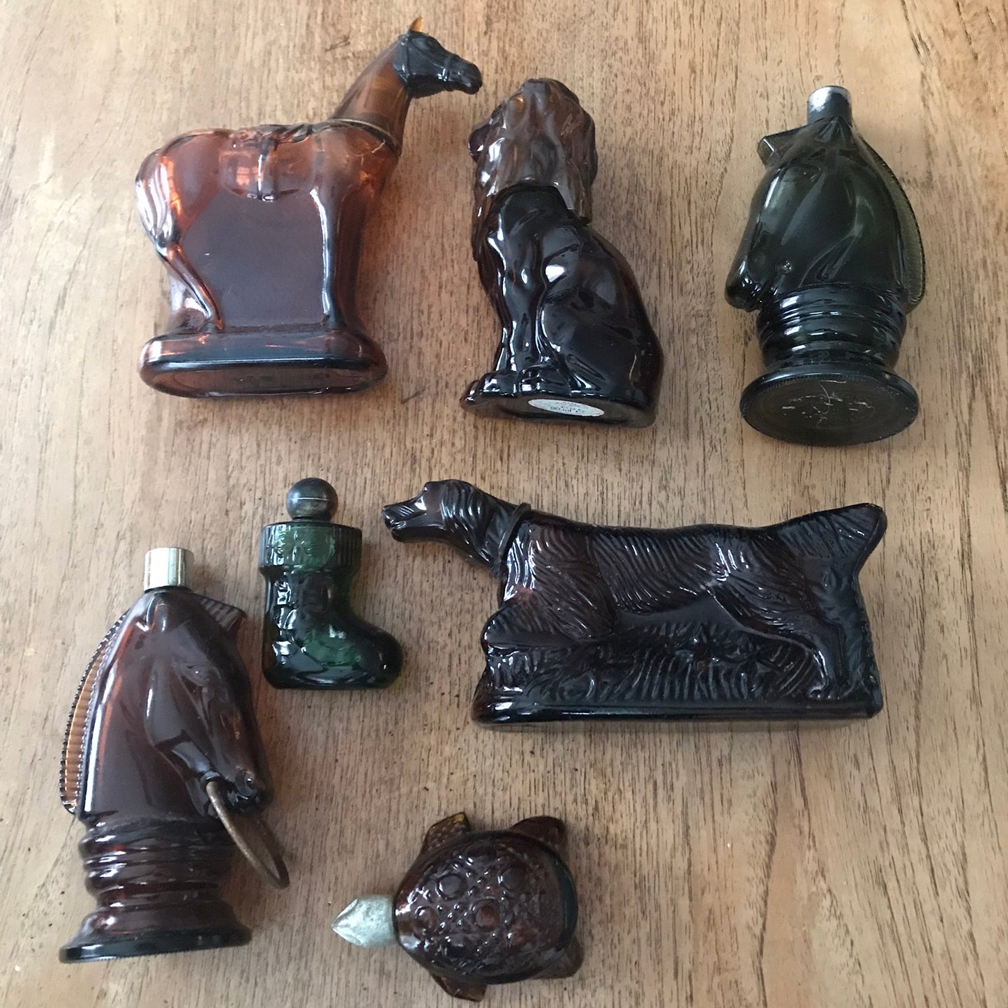 Avon Cosmetics horse head Bravado aftershave glass bottle Amber / brown glass vintage 1970s small amount left