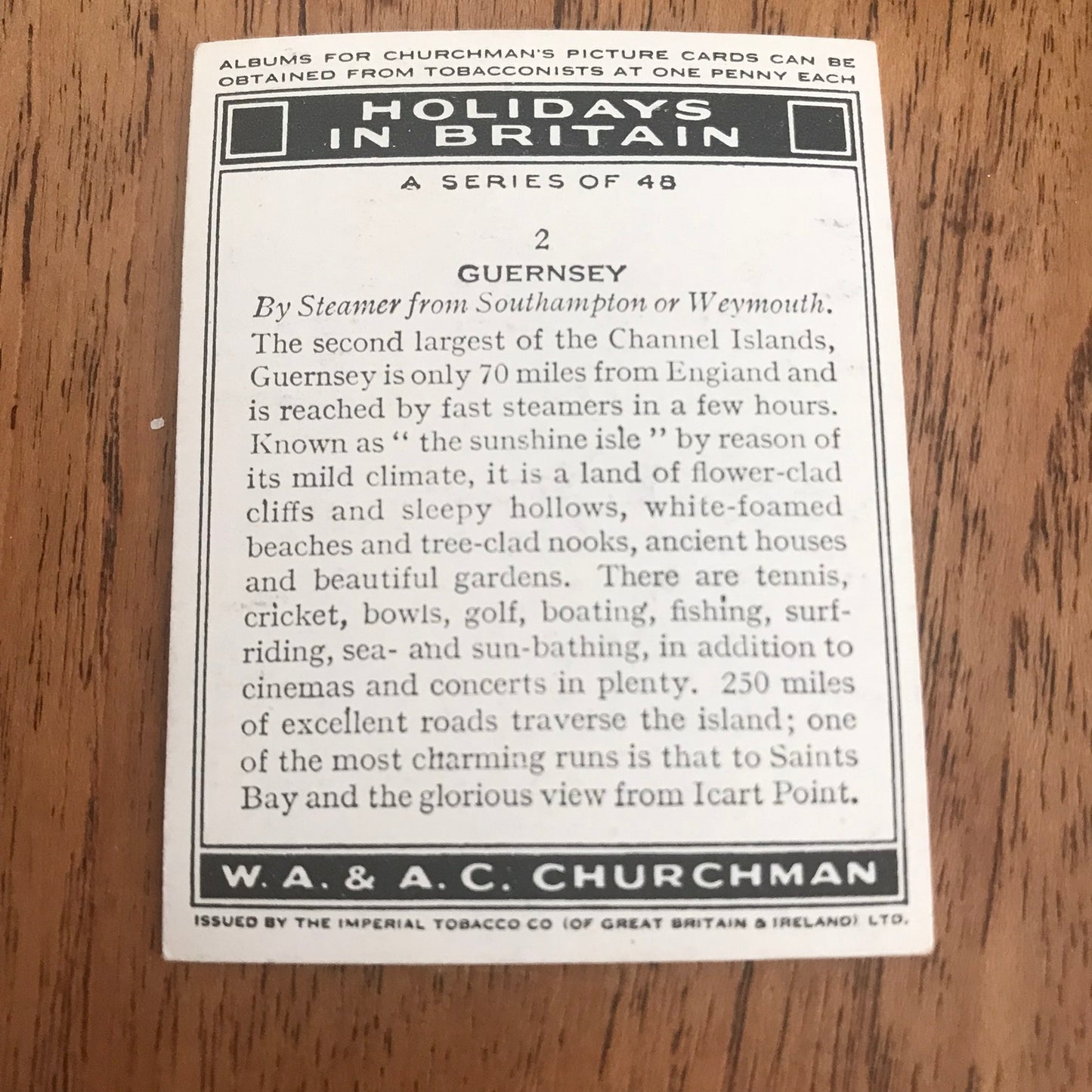 'Holidays In Britain' Churchman's Cigarette Cards 1938 SOLD INDIVIDUALLY - TAKE YOUR PICK!