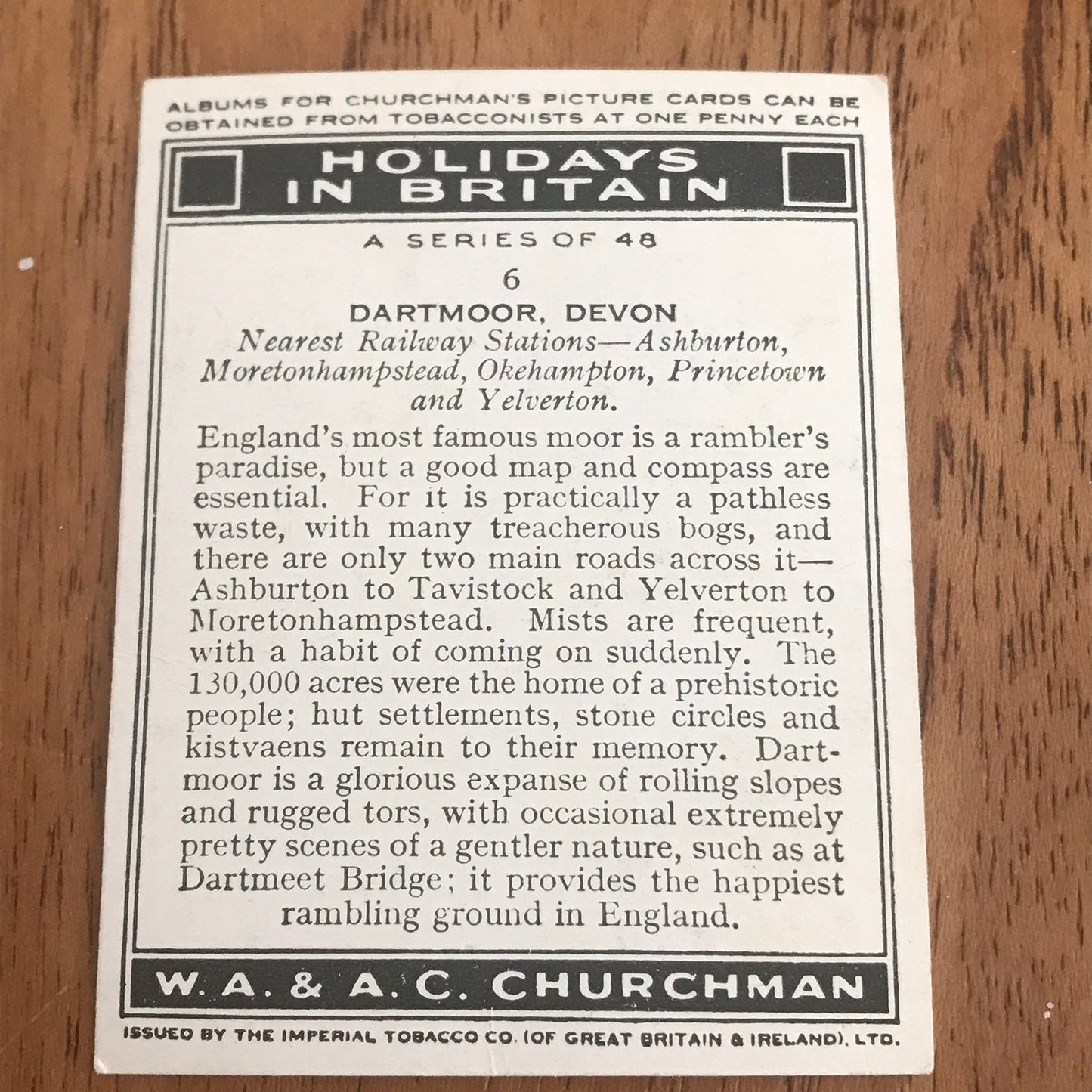 'Holidays In Britain' Churchman's Cigarette Cards 1938 SOLD INDIVIDUALLY - TAKE YOUR PICK!