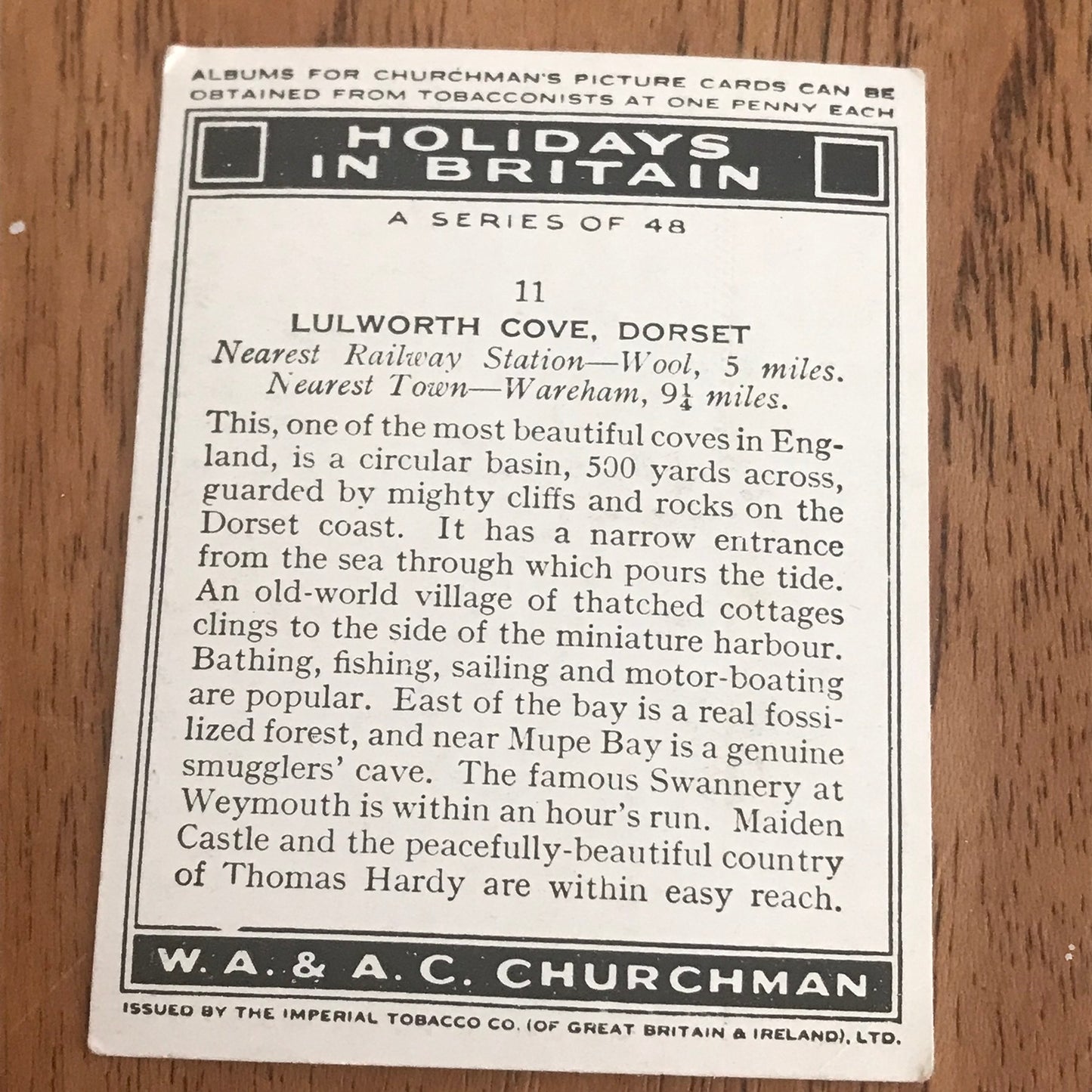 'Holidays In Britain' Churchman's Cigarette Cards 1938 SOLD INDIVIDUALLY - TAKE YOUR PICK!