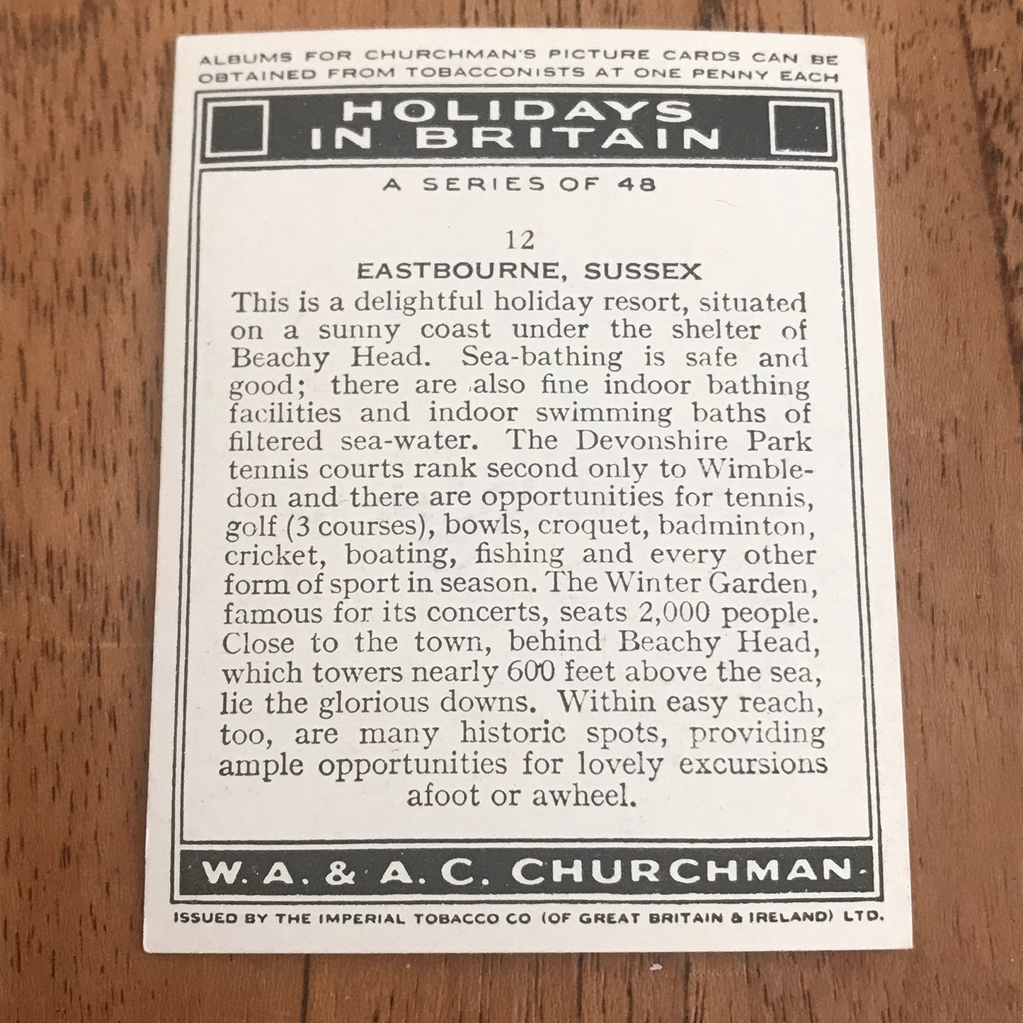 'Holidays In Britain' Churchman's Cigarette Cards 1938 SOLD INDIVIDUALLY - TAKE YOUR PICK!
