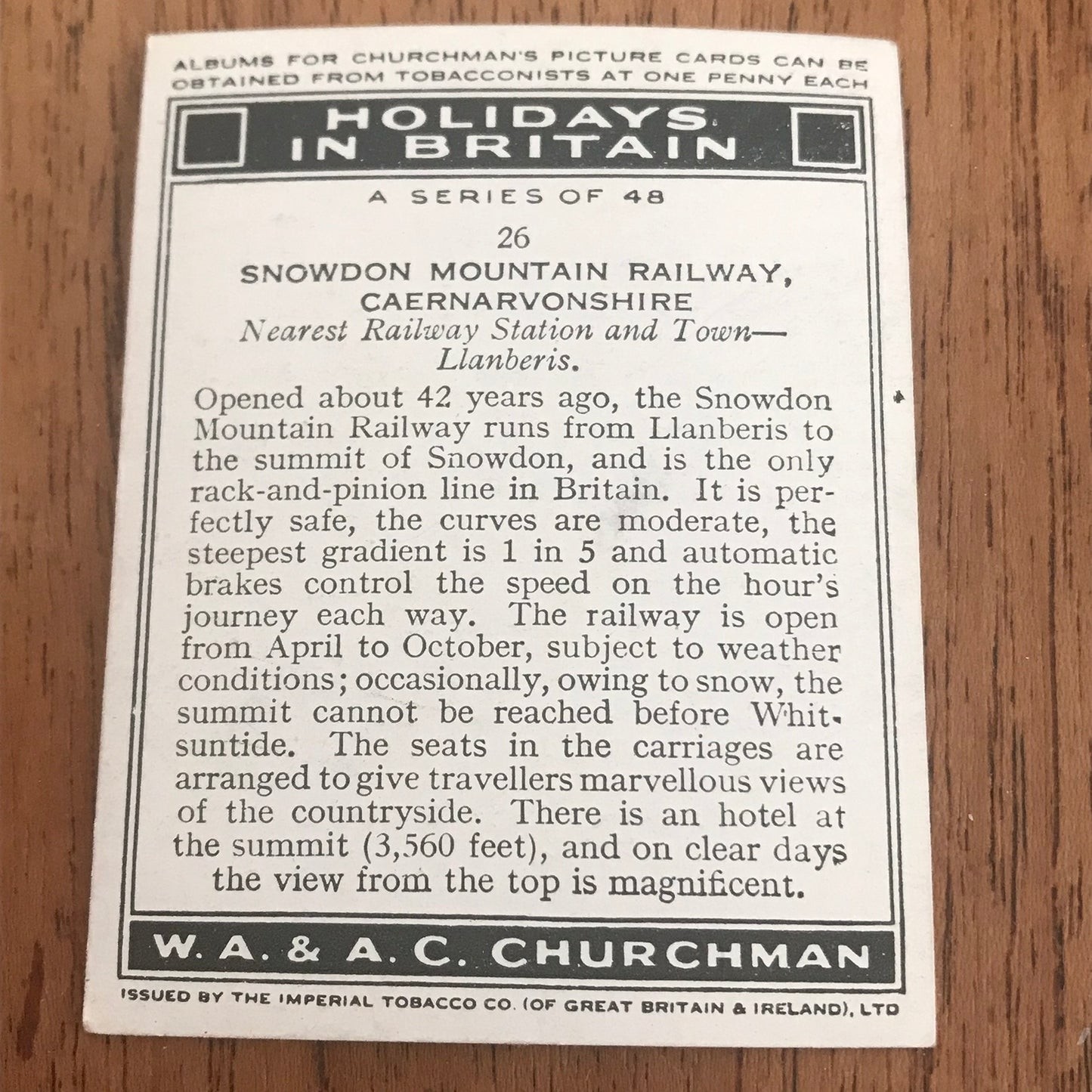 'Holidays In Britain' Churchman's Cigarette Cards 1938 SOLD INDIVIDUALLY - TAKE YOUR PICK!