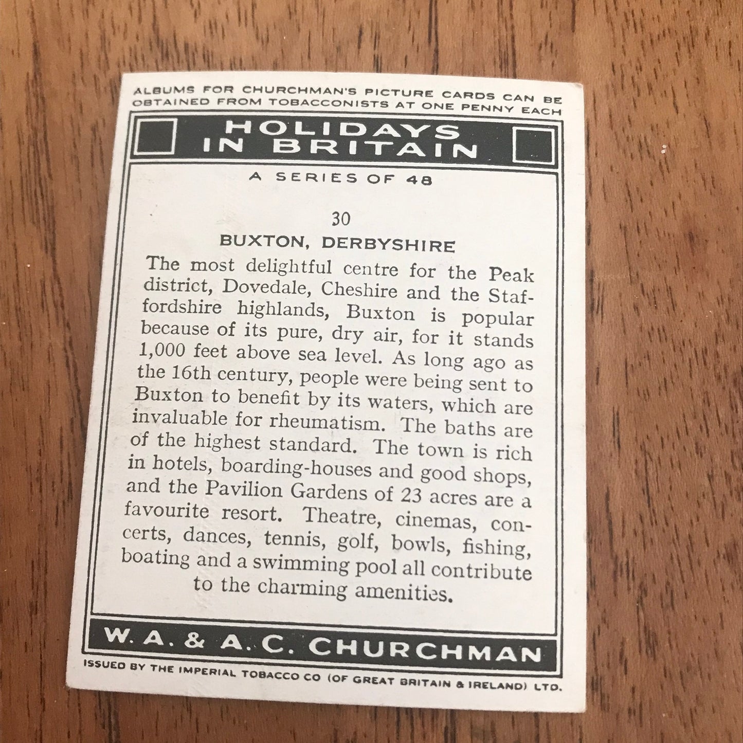 'Holidays In Britain' Churchman's Cigarette Cards 1938 SOLD INDIVIDUALLY - TAKE YOUR PICK!