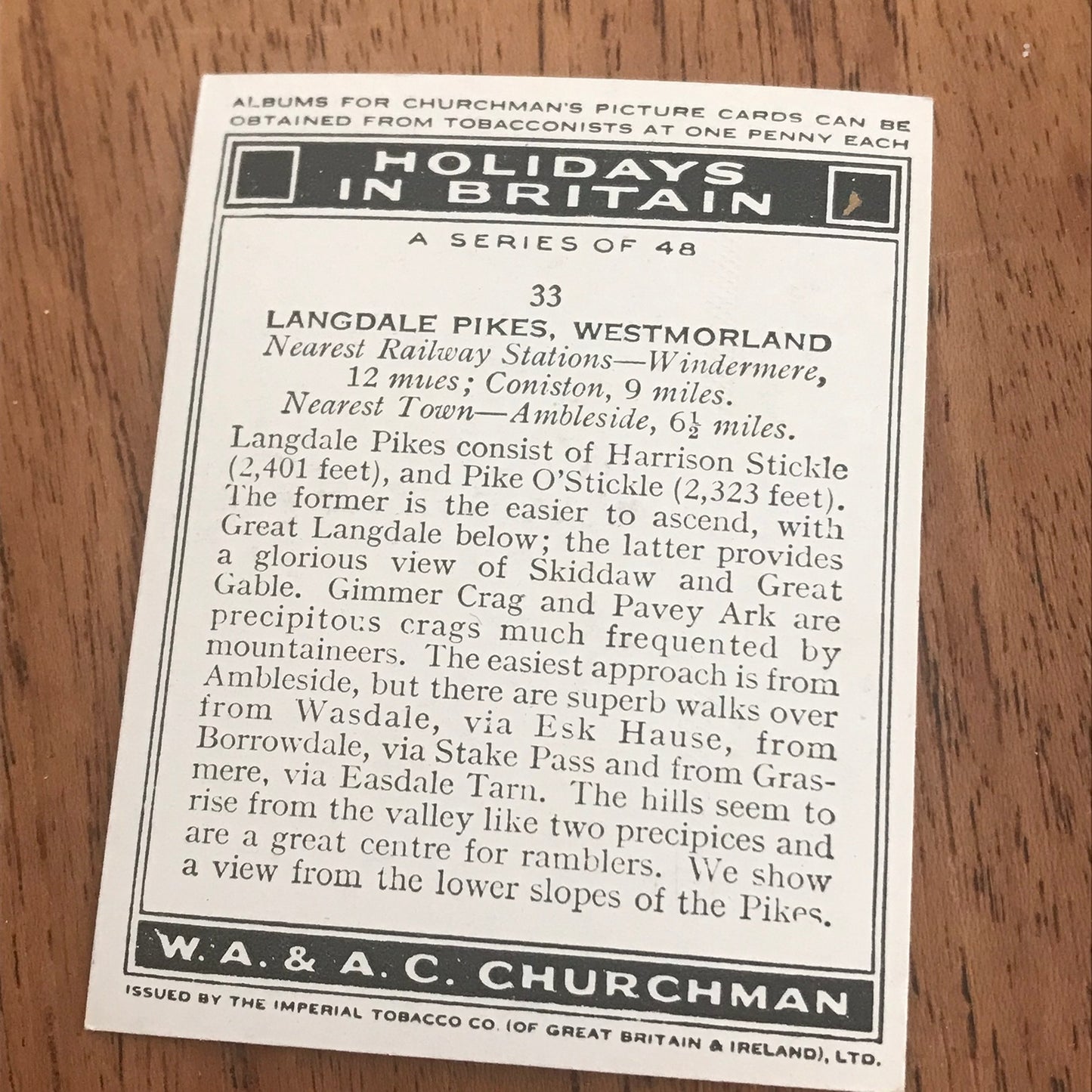 'Holidays In Britain' Churchman's Cigarette Cards 1938 SOLD INDIVIDUALLY - TAKE YOUR PICK!