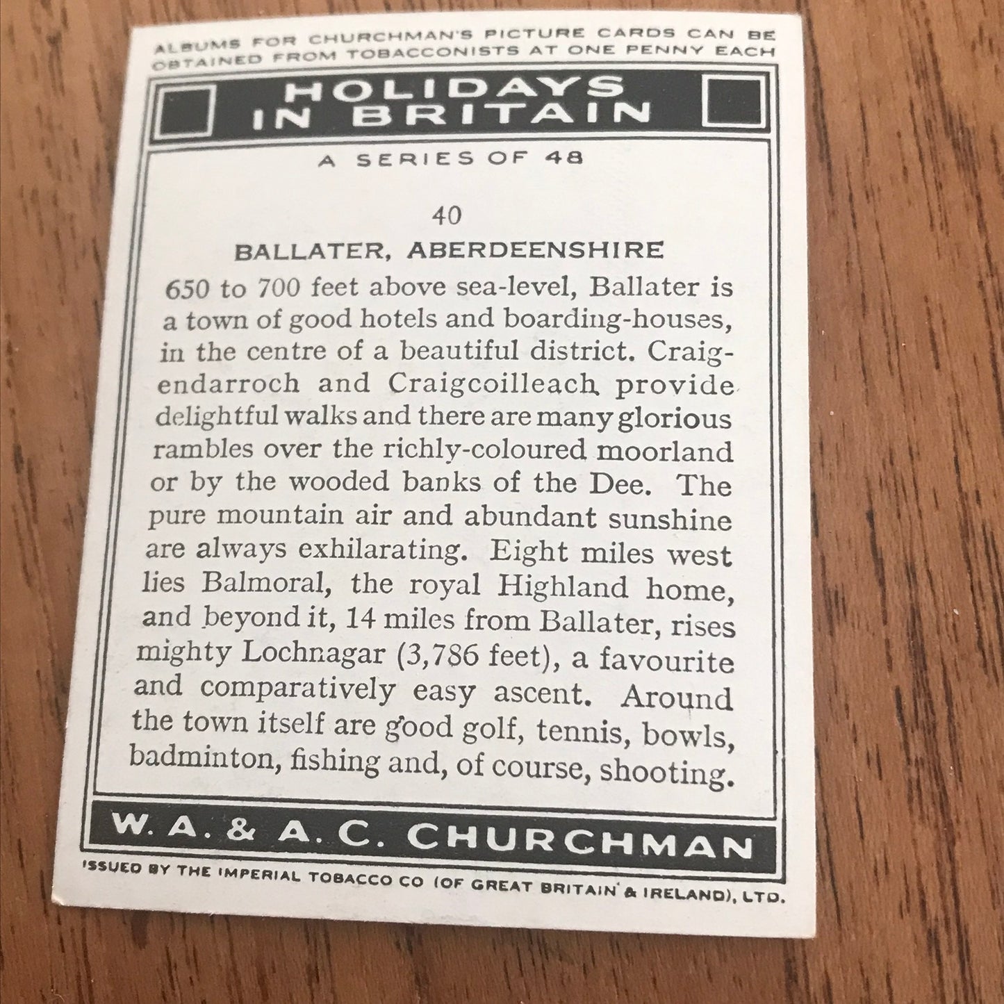 'Holidays In Britain' Churchman's Cigarette Cards 1938 SOLD INDIVIDUALLY - TAKE YOUR PICK!