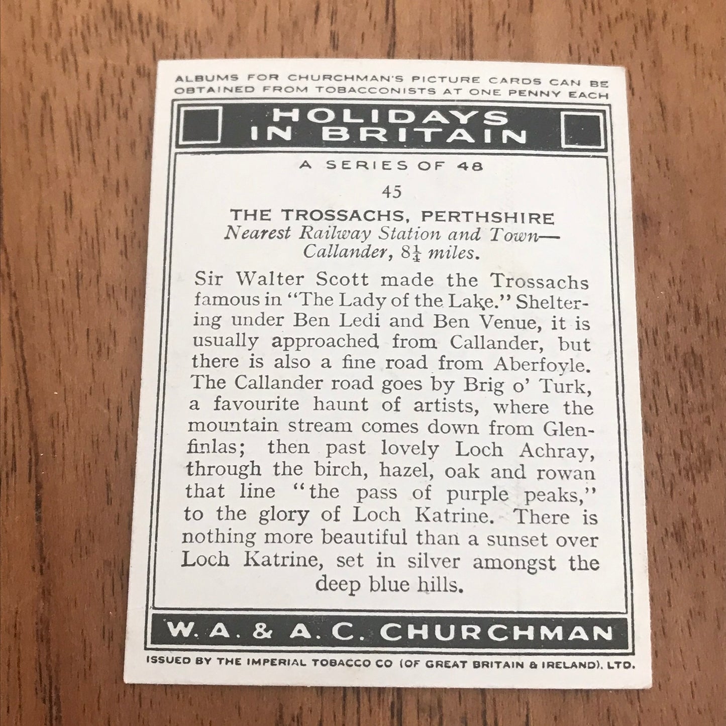 'Holidays In Britain' Churchman's Cigarette Cards 1938 SOLD INDIVIDUALLY - TAKE YOUR PICK!
