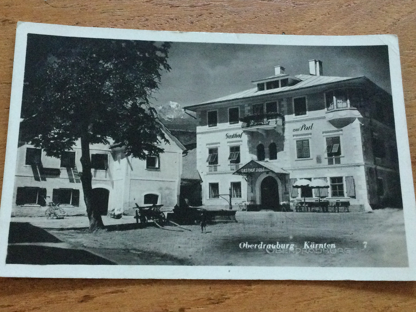 Vintage 1930s postcard - AUSTRIA - Oberdrauburg Karnten - Gasthof Zur Post Hotel - Black And White