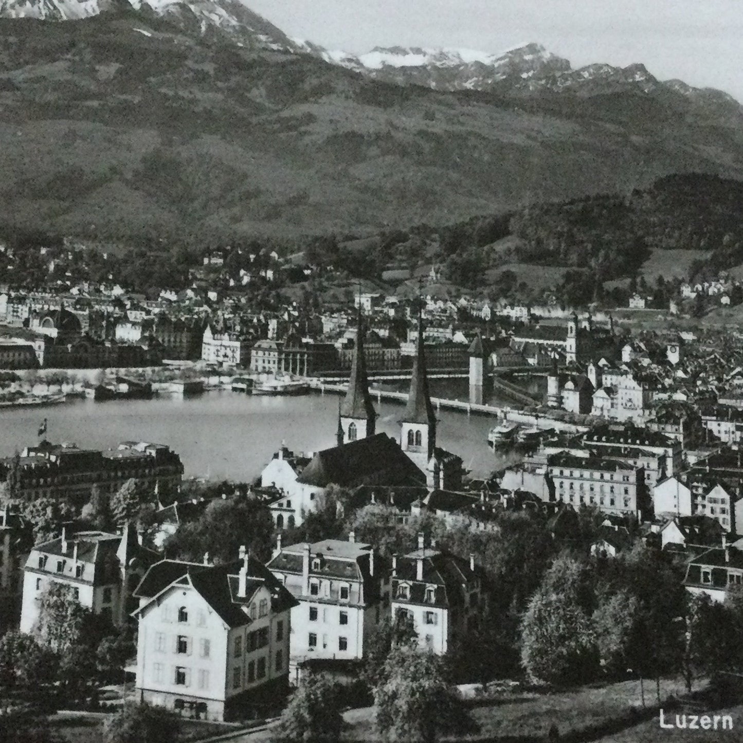 Vintage 1930s postcard - Lake Lucerne Luzern and Mount Pilatus SWITZERLAND Lake Lucerne