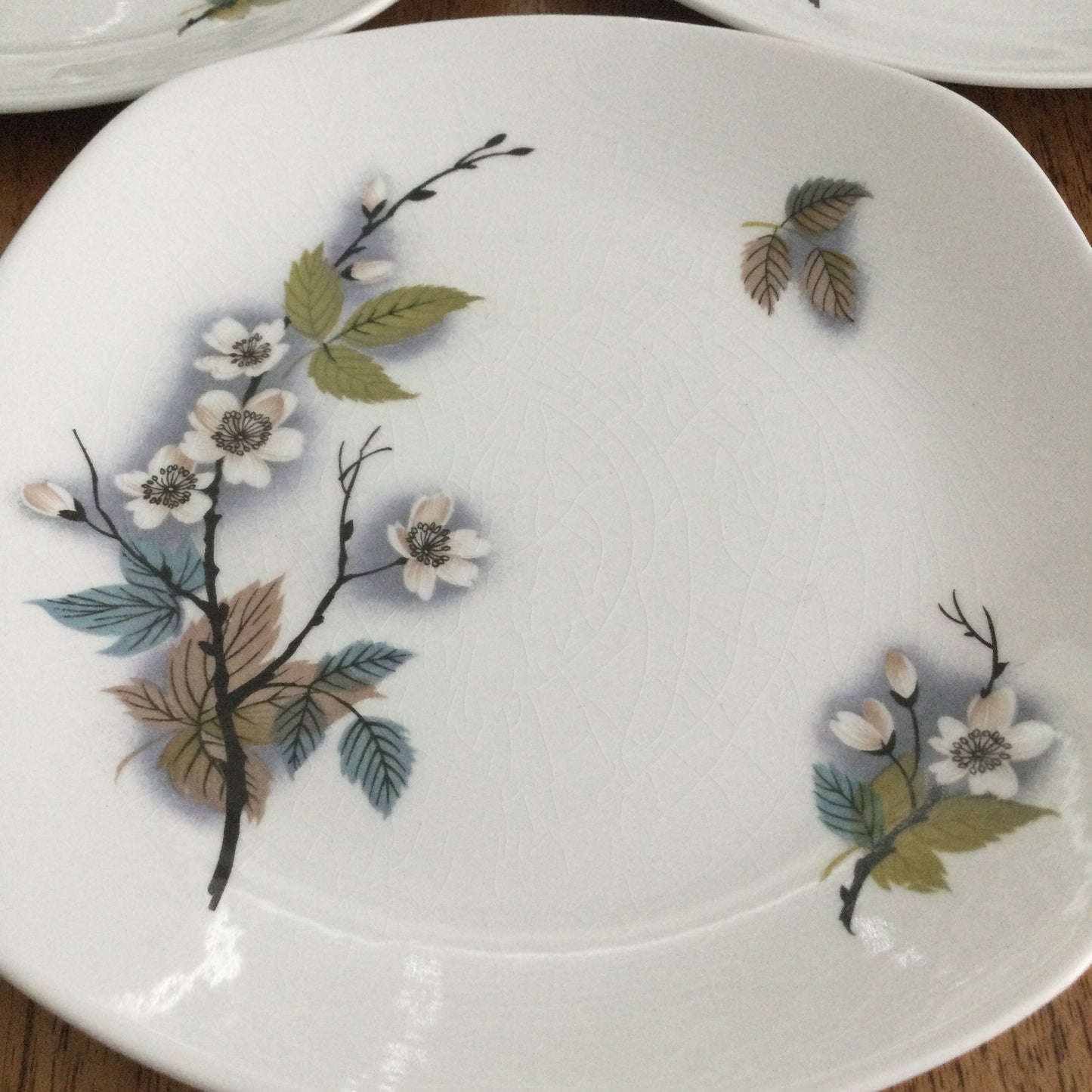 Midwinter Orchard Blossom Fashion Shape Stylecraft set of 6 6" side plates / b&b plates 1960s retro