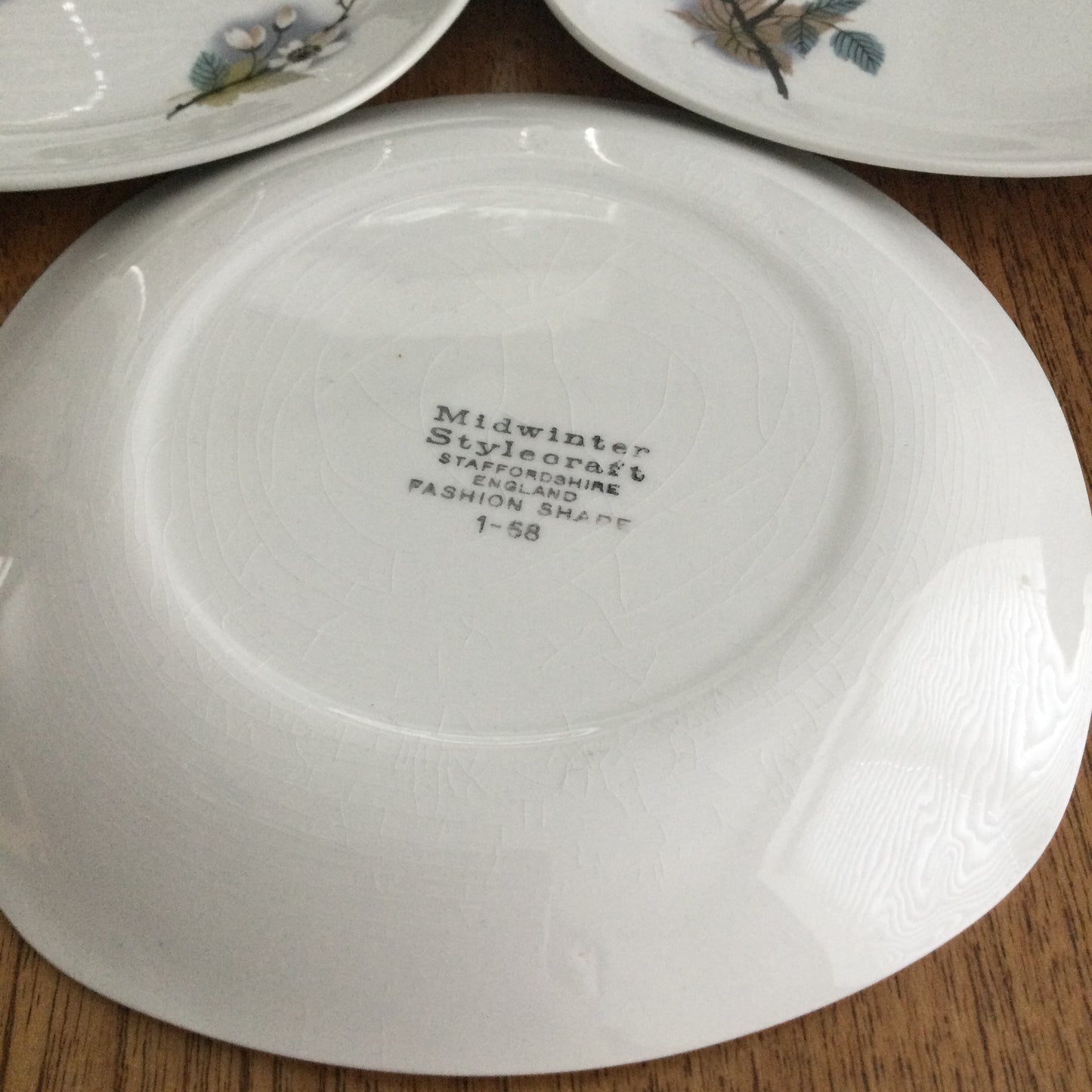 Midwinter Orchard Blossom Fashion Shape Stylecraft set of 6 6" side plates / b&b plates 1960s retro