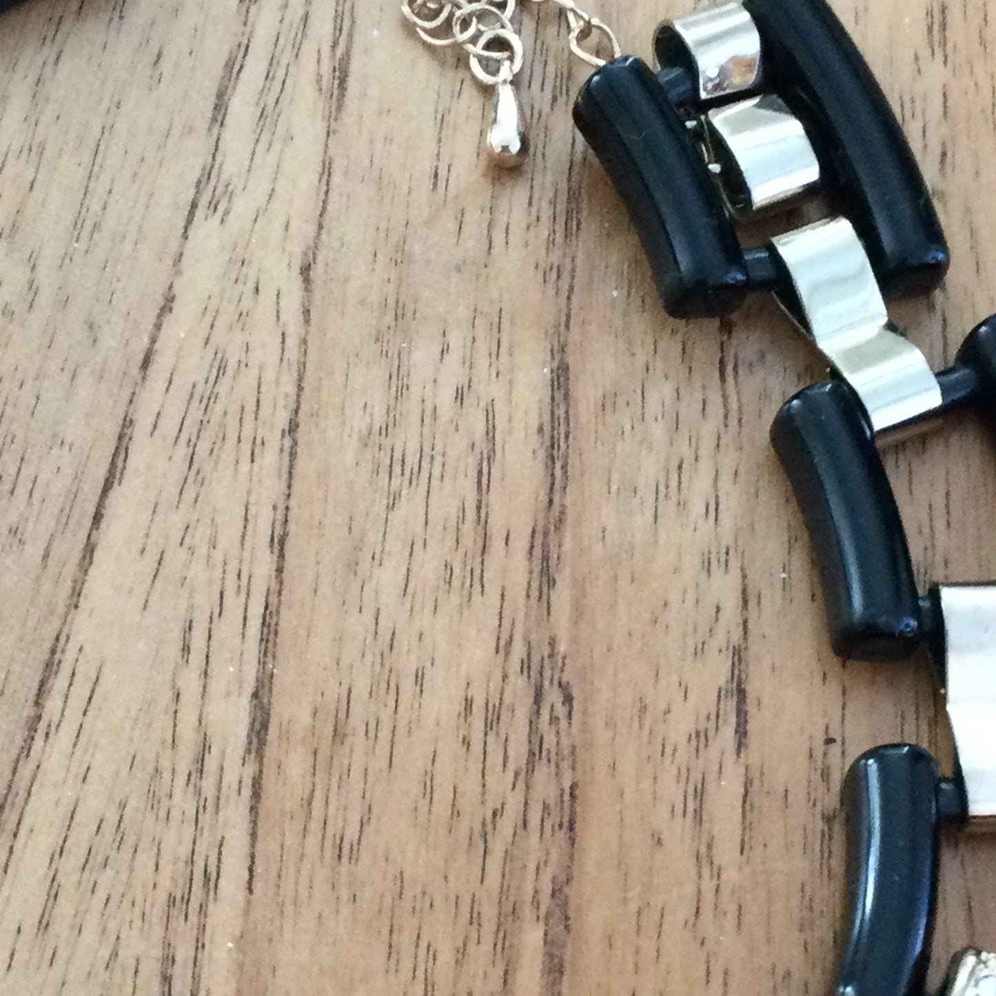 M&S Statement Chunky Collar / Choker Necklace, 1980s Style Gold Tone & Black With Diamante