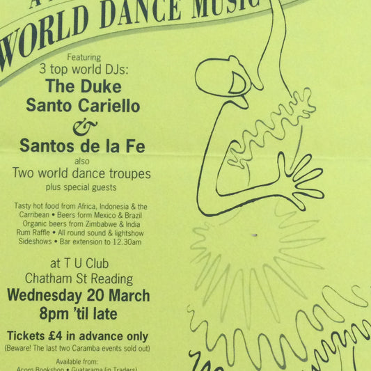 Caramba! Reading World Music Scene Memorabilia. 1990s 90s A5 Flyer The Final Event A Night Of World Dance Music