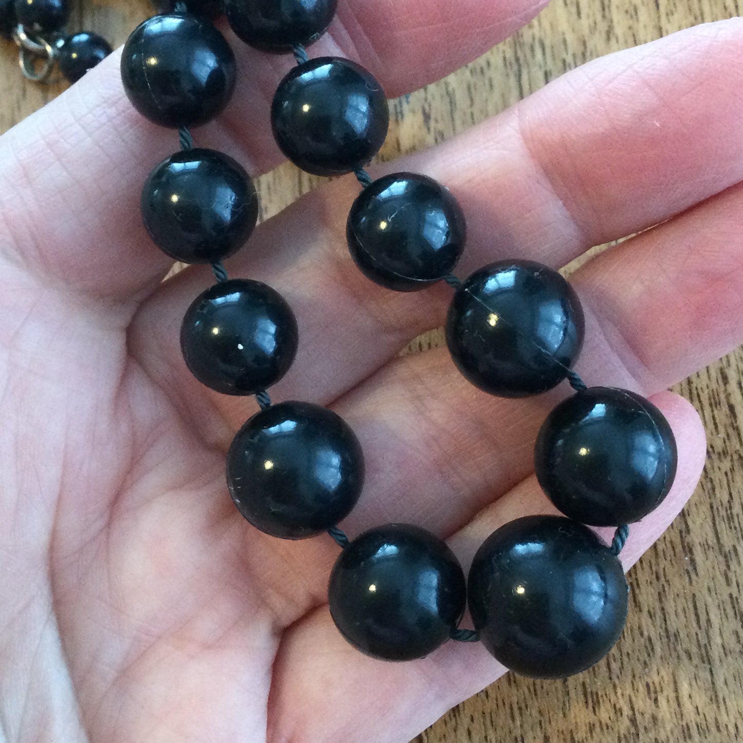Vintage Black Graduated Plastic Bead Necklace 50s 60s 80s retro vibes