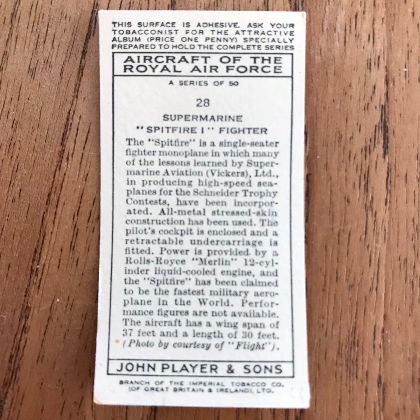 Aircraft Of The Royal Air Force. Player's cigarette cards. 1938. Sold individually. Take your pick!