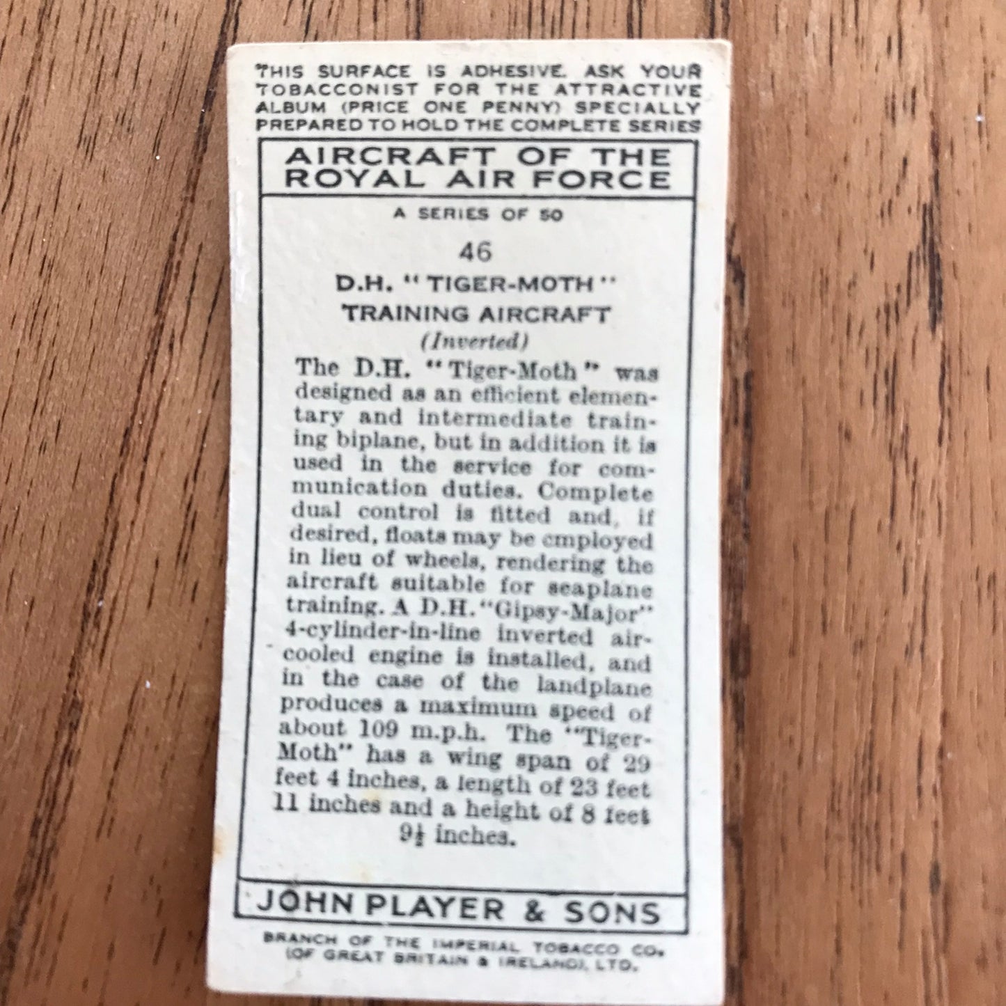 Aircraft Of The Royal Air Force. Player's cigarette cards. 1938. Sold individually. Take your pick!