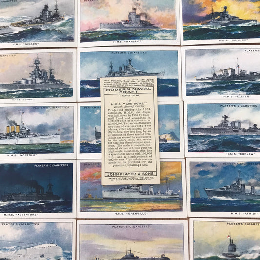 Modern Naval Craft. Players Cigarette Cards. 1939. Sold individually - take your pick. 1930s navy memorabilia.