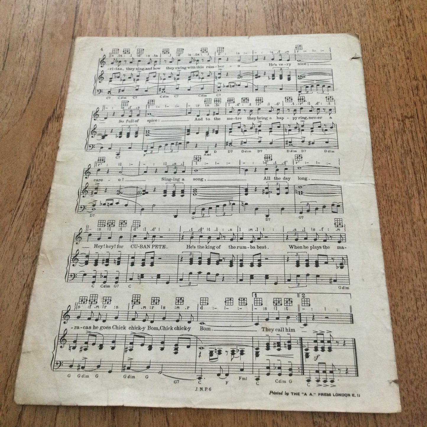 Vintage 1930s 1936 Sheet Music - Cuban Pete - Rumba Fox-Trot - Jose Norman Rimac & His Rumberland Muchachos