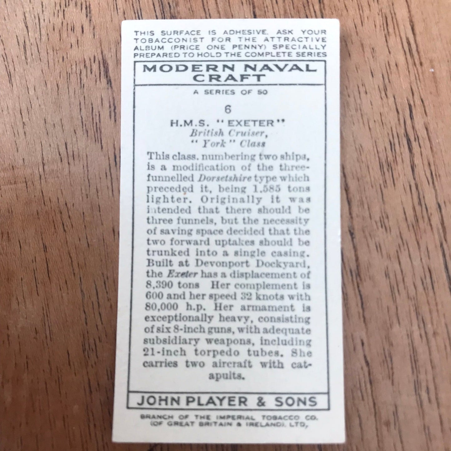 Modern Naval Craft. Players Cigarette Cards. 1939. Sold individually - take your pick. 1930s navy memorabilia.