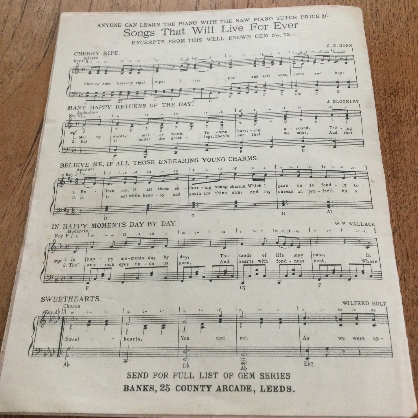 Vintage Sheet Music 'Songs of Yesterday' 1930s 1934 Piano Ukulele Accordion. Liszt Auber Cranbrook