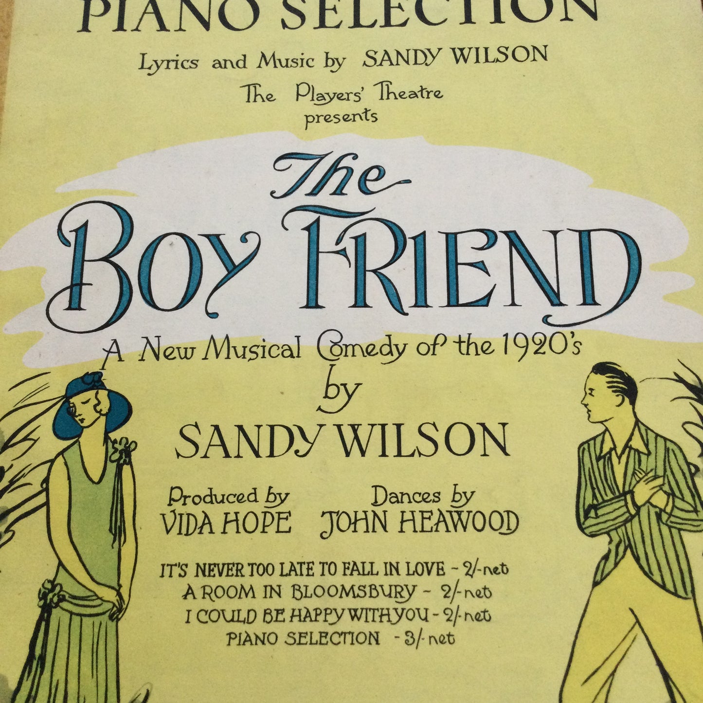 Vintage Sheet Music Piano Selection 'The Boy Friend' 1954 Sandy Wilson The Players Theatre Vida Hope John Heawood