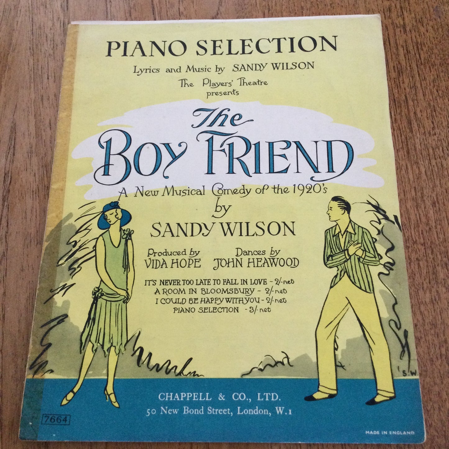 Vintage Sheet Music Piano Selection 'The Boy Friend' 1954 Sandy Wilson The Players Theatre Vida Hope John Heawood