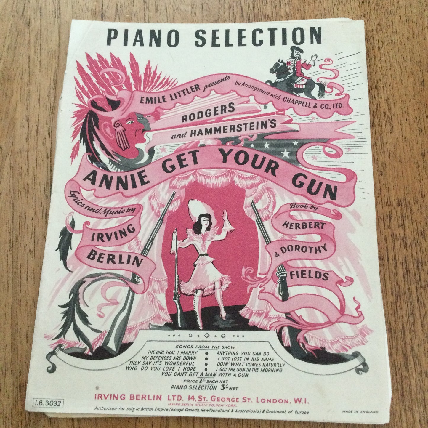 Vintage Sheet Music Piano Selection 'Annie Get Your Gun' Rodgers and Hammerstein Irving Berlin Movie Memorabilia