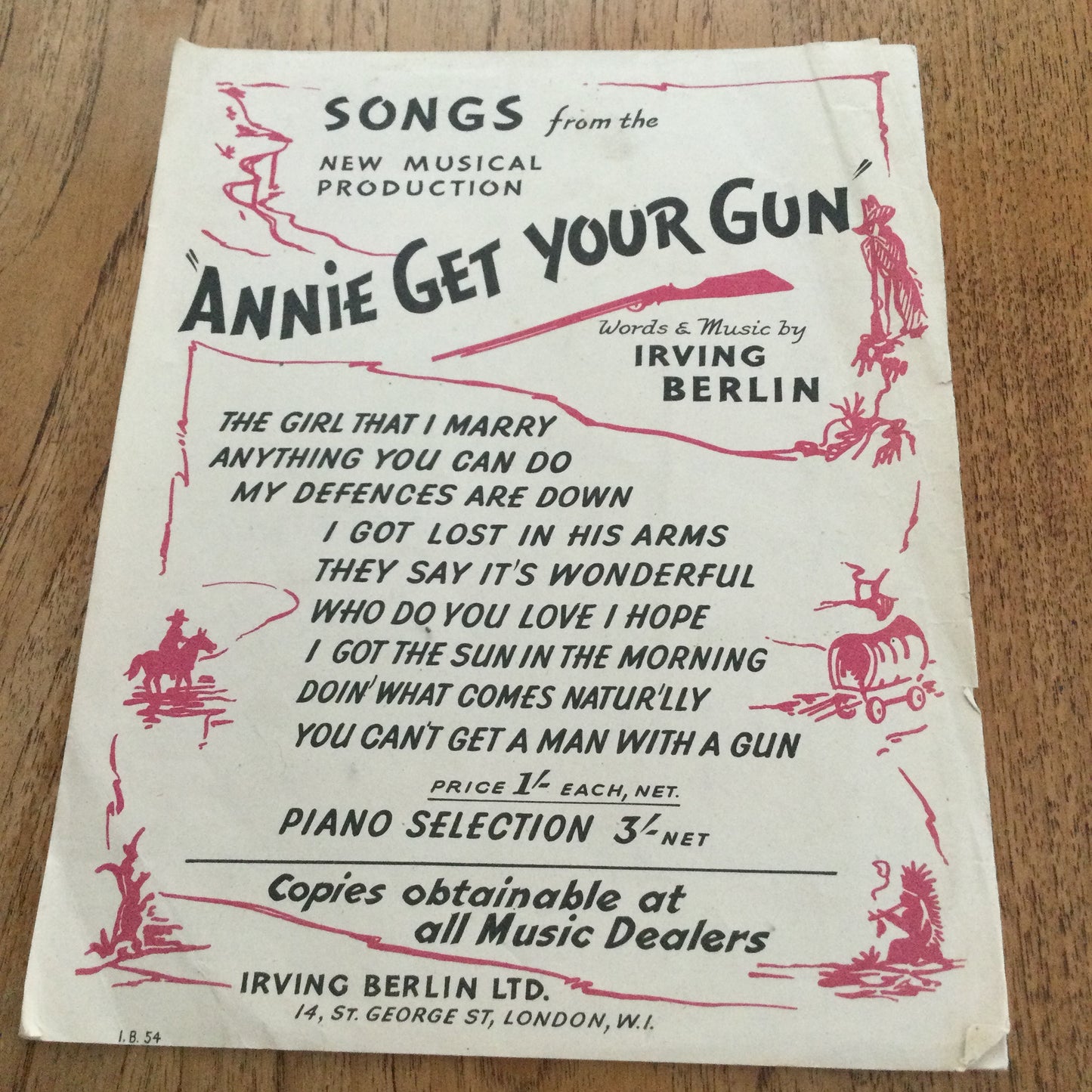 Vintage Sheet Music Piano Selection 'Annie Get Your Gun' Rodgers and Hammerstein Irving Berlin Movie Memorabilia