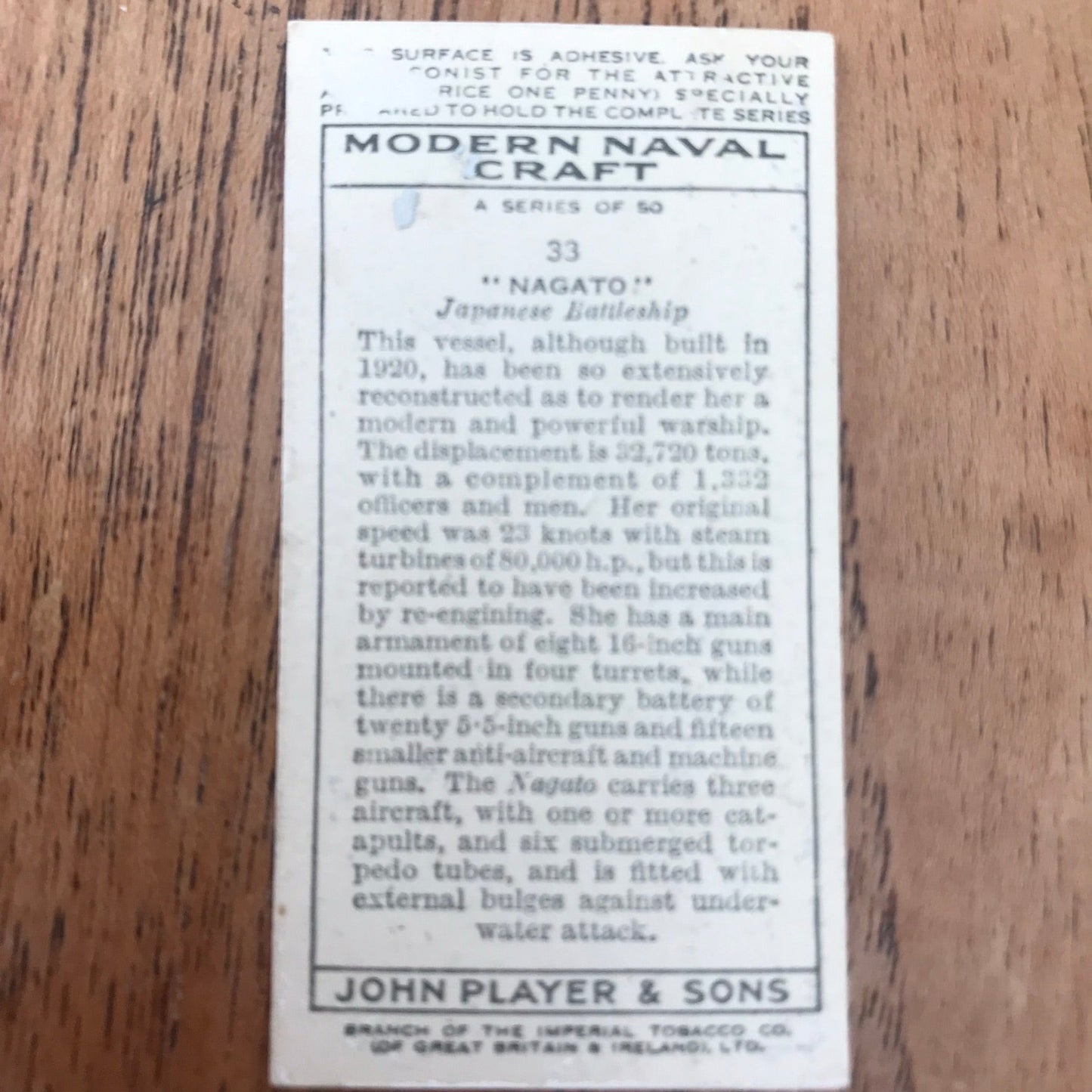 Modern Naval Craft. Players Cigarette Cards. 1939. Sold individually - take your pick. 1930s navy memorabilia.