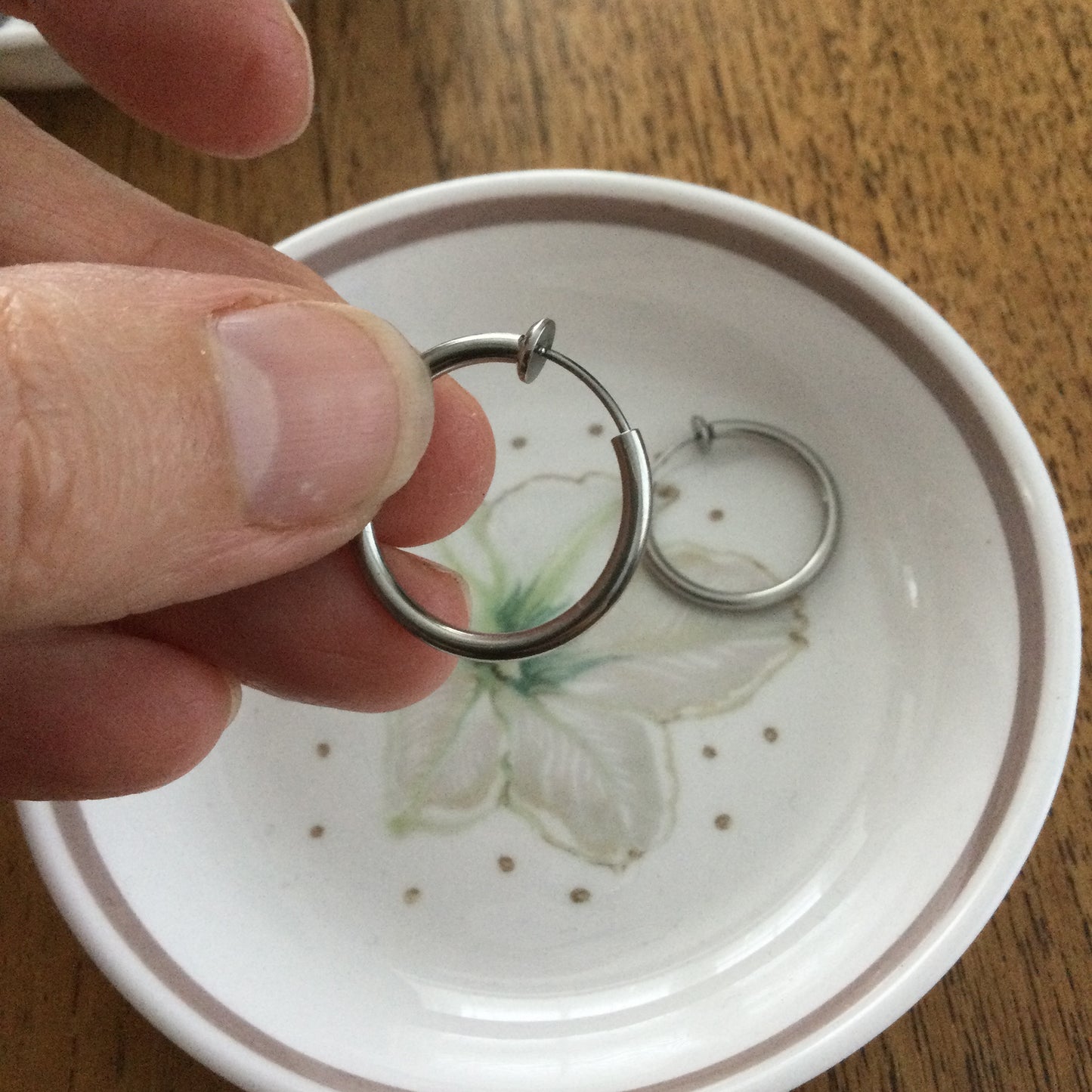 Clip On Silver Colour Hoop Earrings. Clever Spring Fitting So They Look Like Pierced Earrings