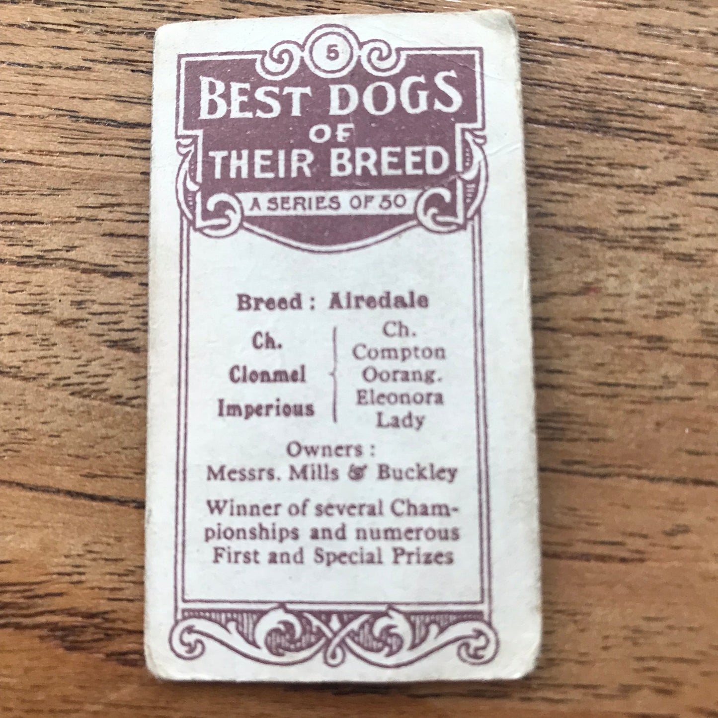 British American Tobacco BAT Cigarette Cards 'Best Dogs Of Their Breed' 1913 - Sold individually.