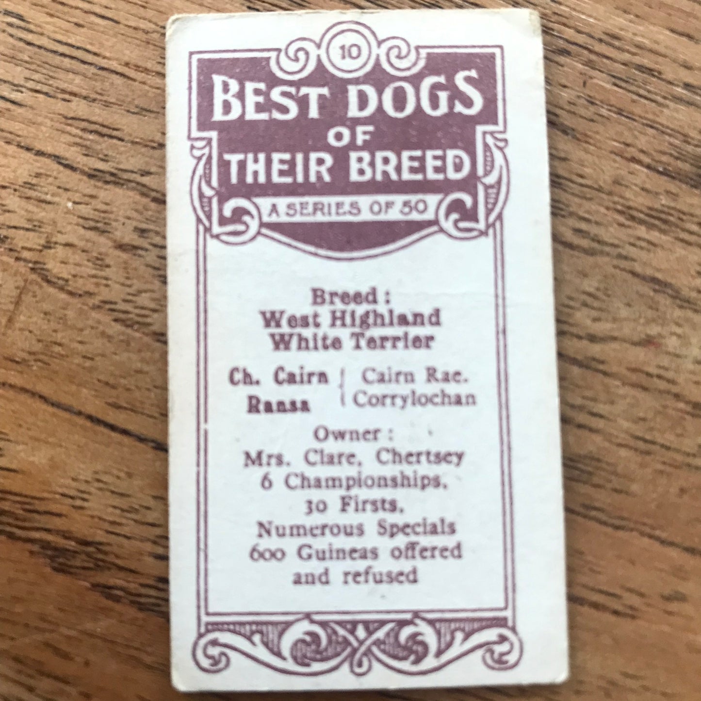 British American Tobacco BAT Cigarette Cards 'Best Dogs Of Their Breed' 1913 - Sold individually.