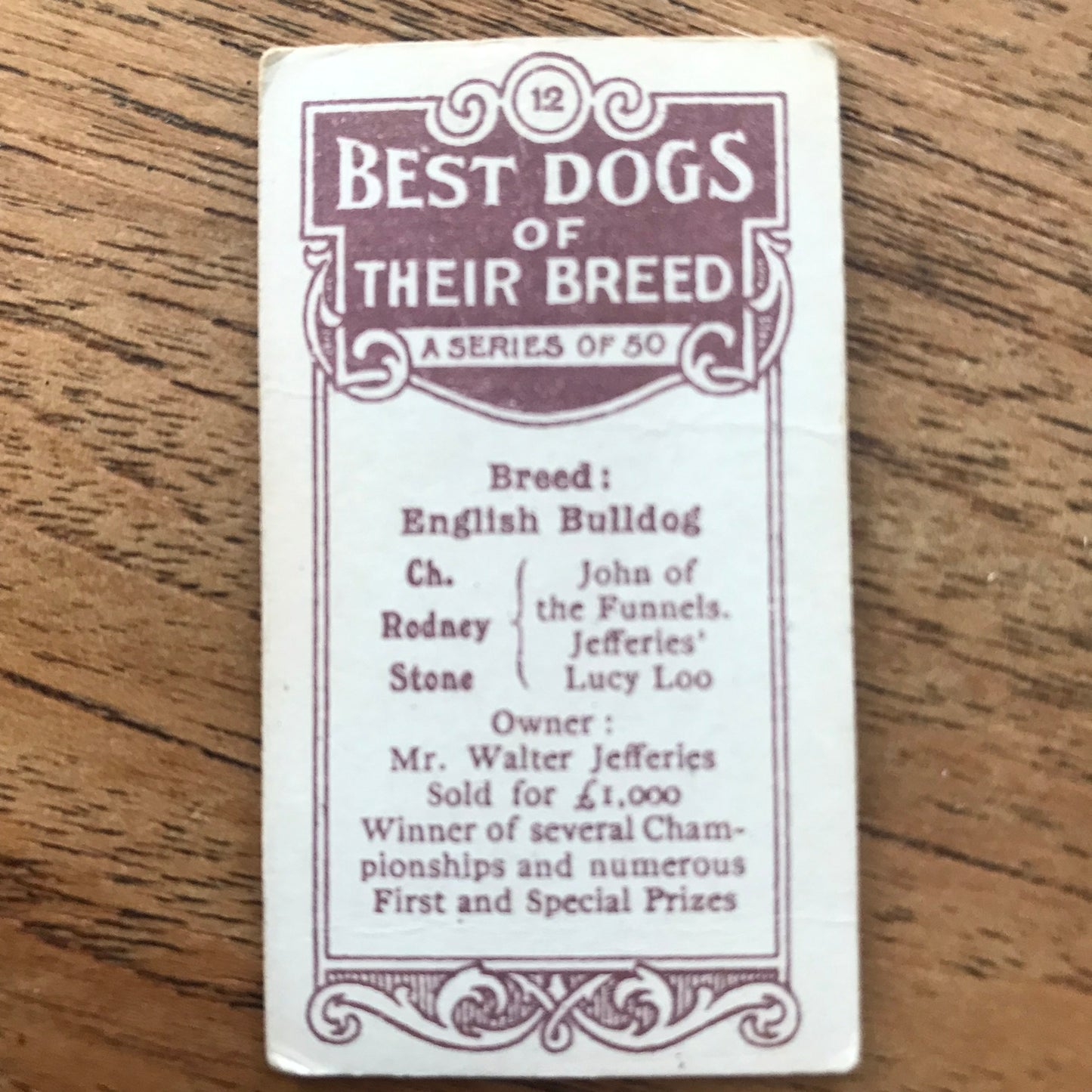 British American Tobacco BAT Cigarette Cards 'Best Dogs Of Their Breed' 1913 - Sold individually.