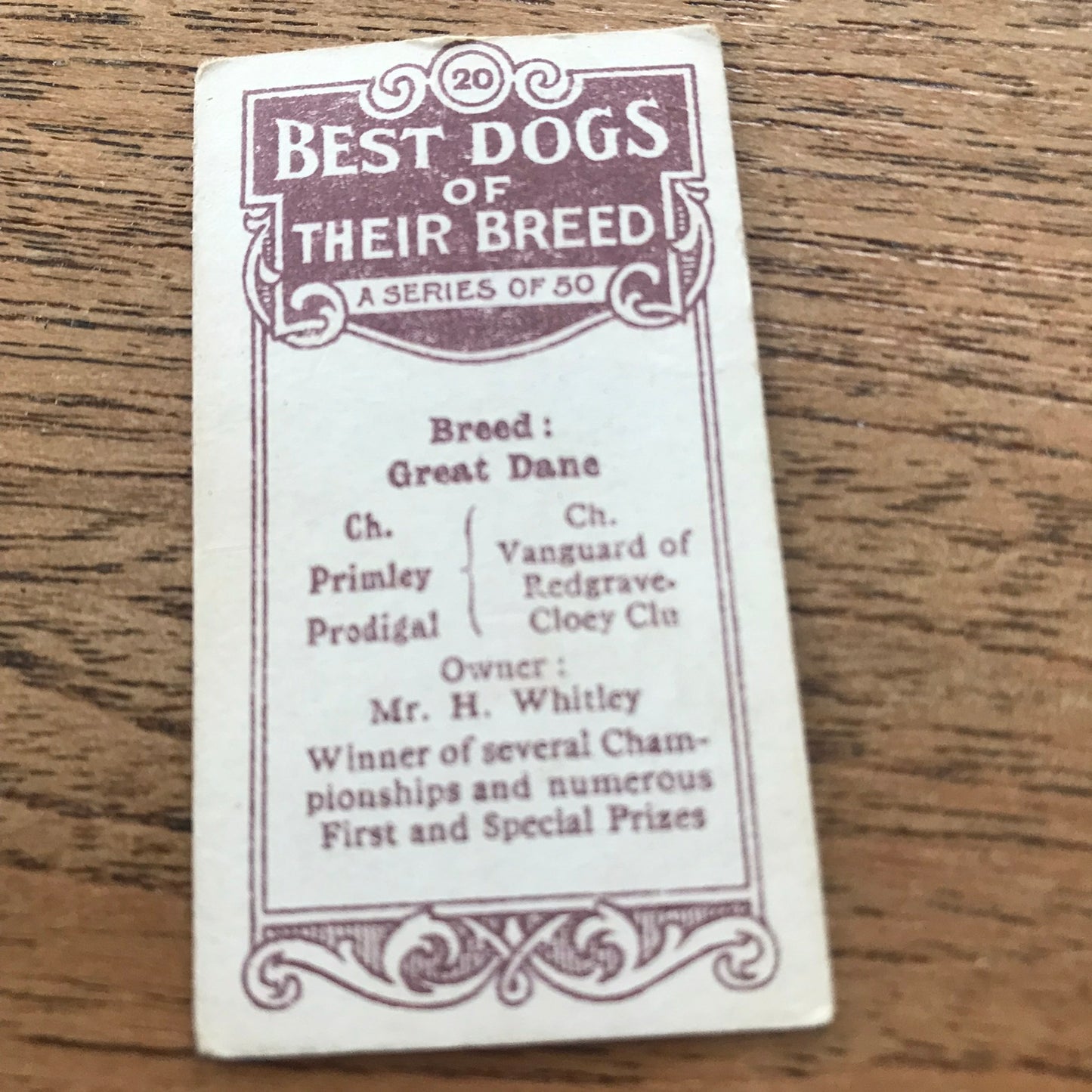 British American Tobacco BAT Cigarette Cards 'Best Dogs Of Their Breed' 1913 - Sold individually.