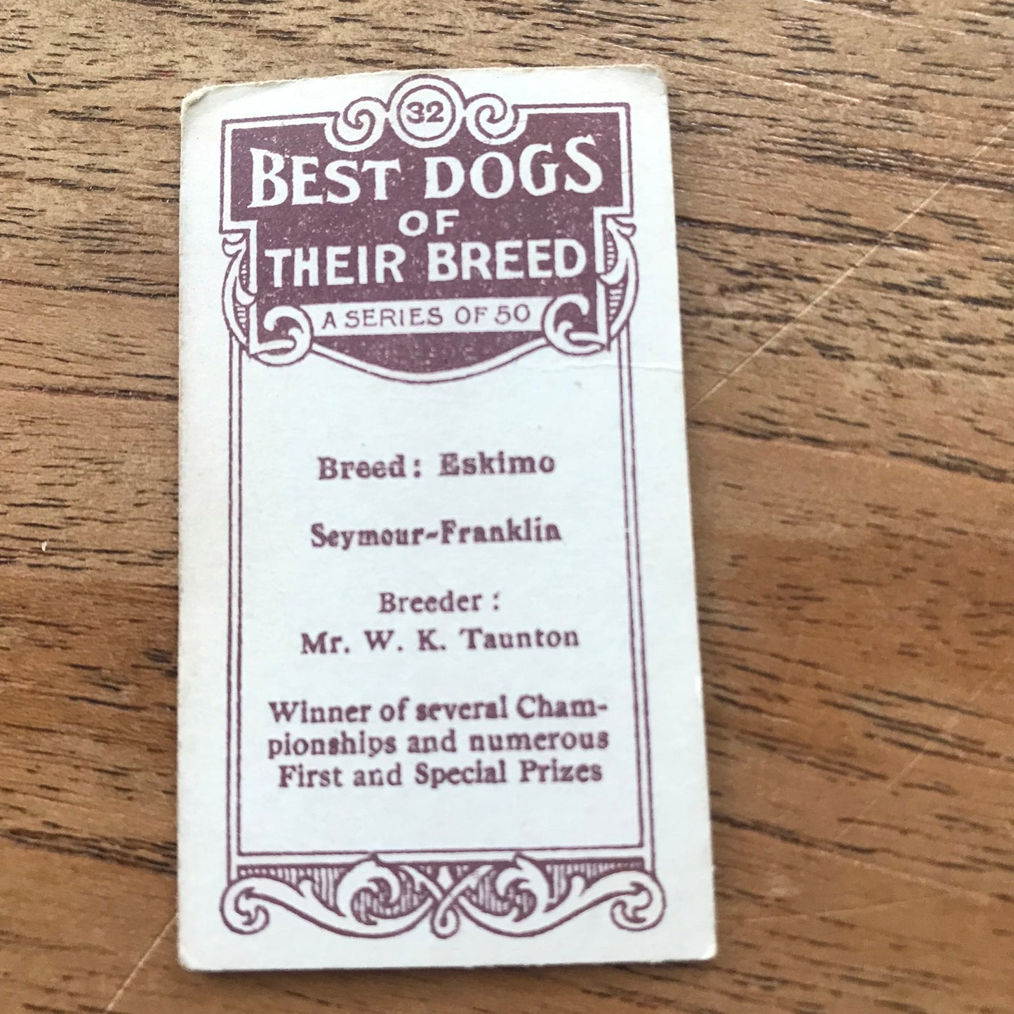 British American Tobacco BAT Cigarette Cards 'Best Dogs Of Their Breed' 1913 - Sold individually.