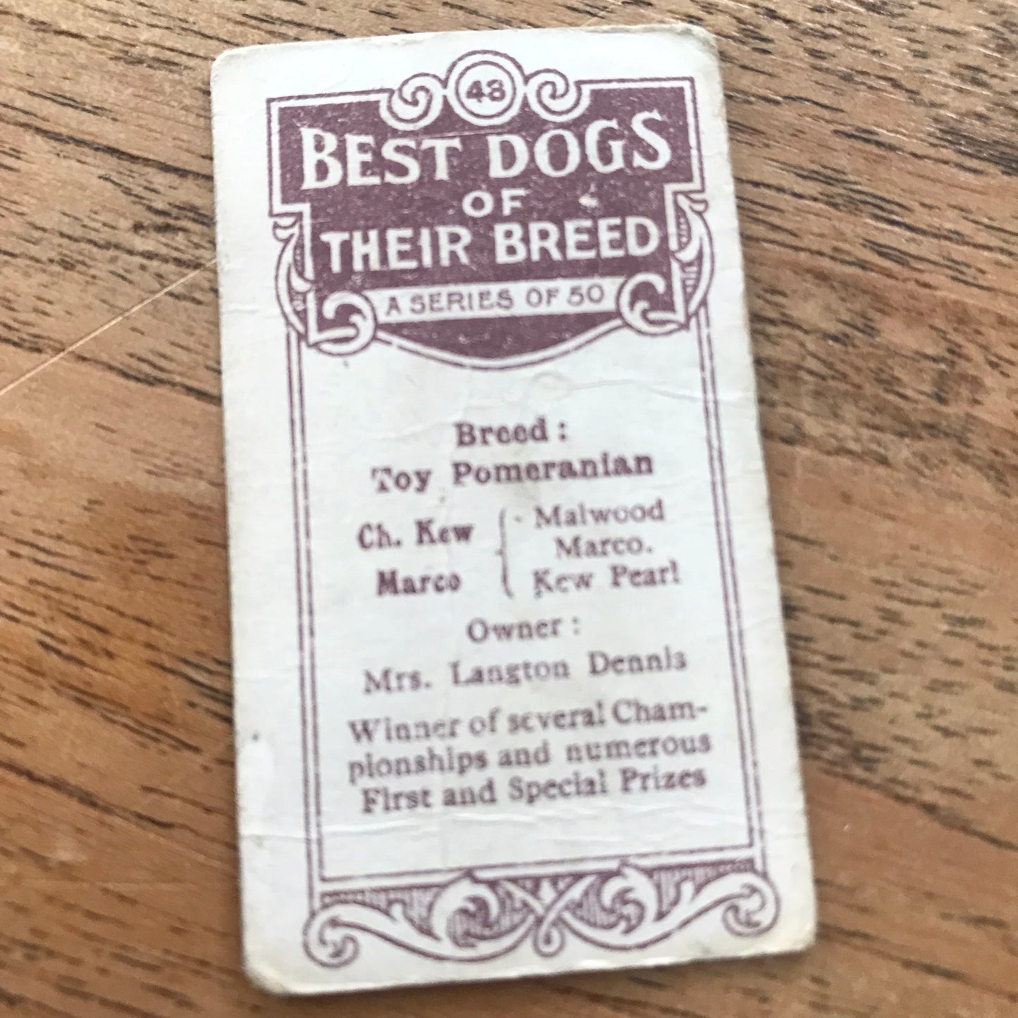 British American Tobacco BAT Cigarette Cards 'Best Dogs Of Their Breed' 1913 - Sold individually.